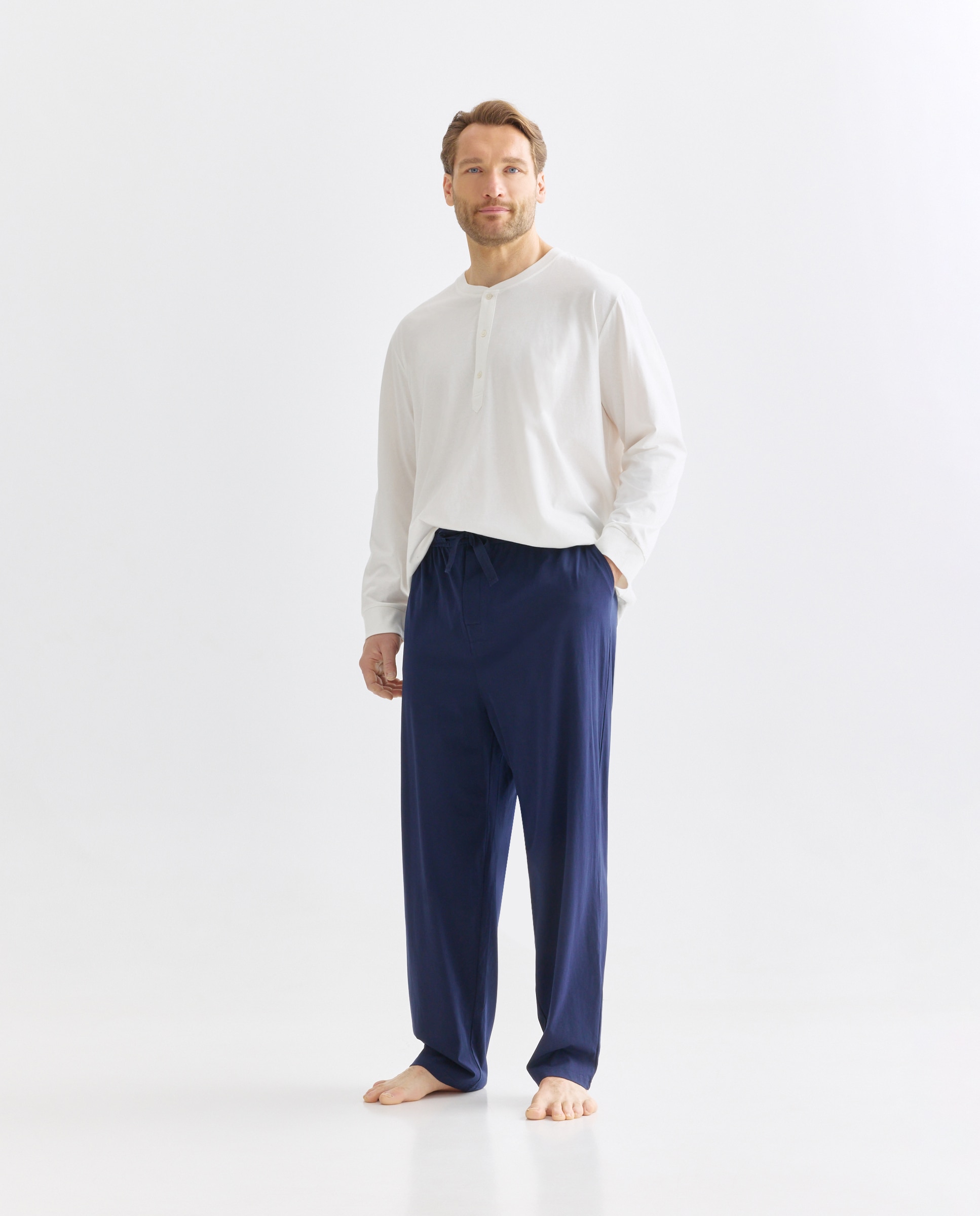 Camisola de Algodão Sustentável com Gola Tipo Padeiro e Manga Comprida Branco-2