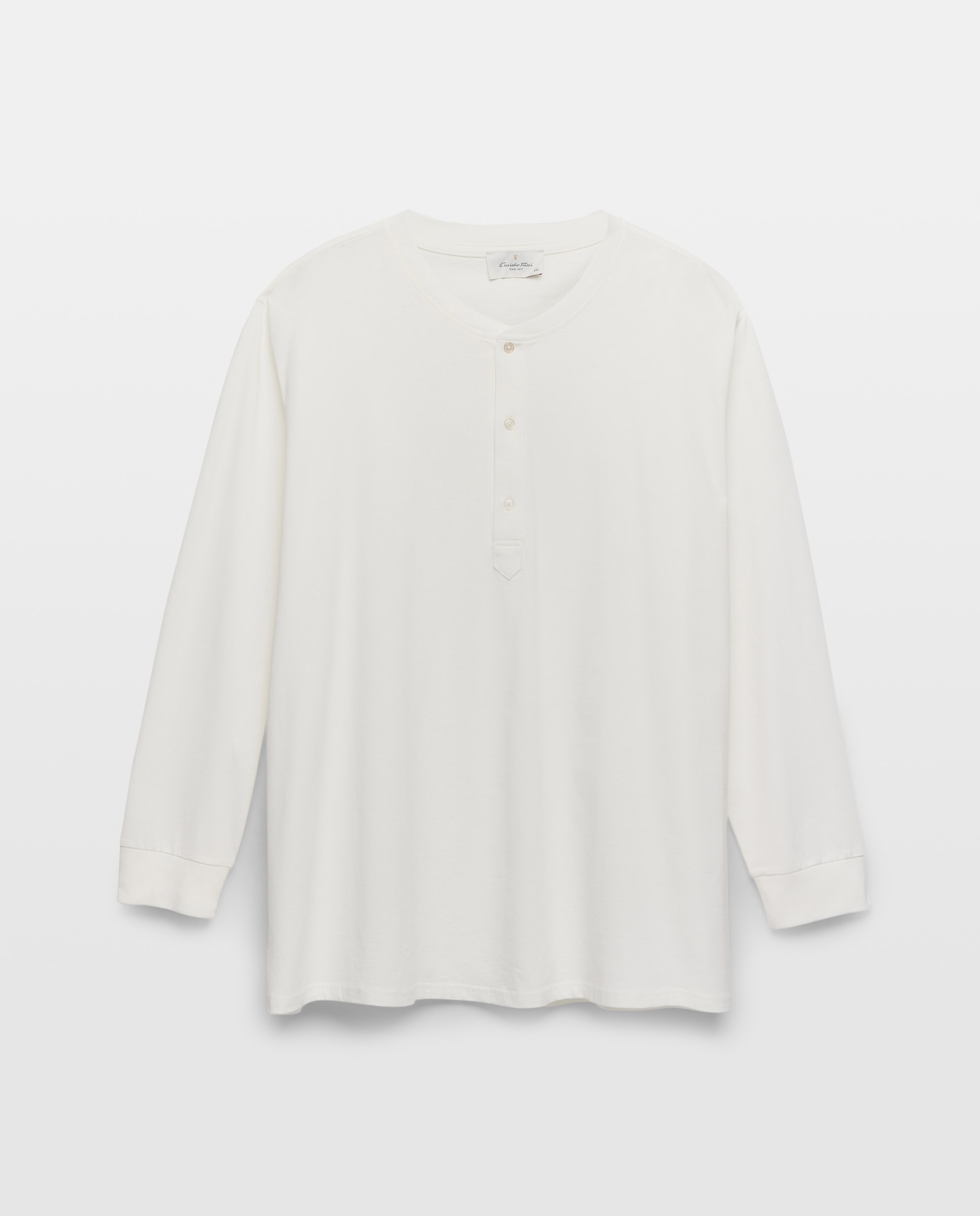 Camisola de Algodão Sustentável com Gola Tipo Padeiro e Manga Comprida Branco-4