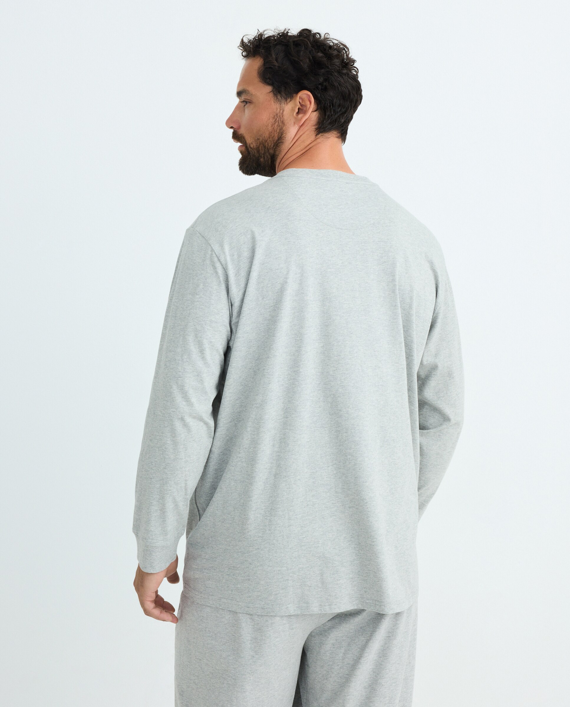 Camisola de Algodão Sustentável com Gola Tipo Padeiro e Manga Comprida 820 Cinzento Médio-3