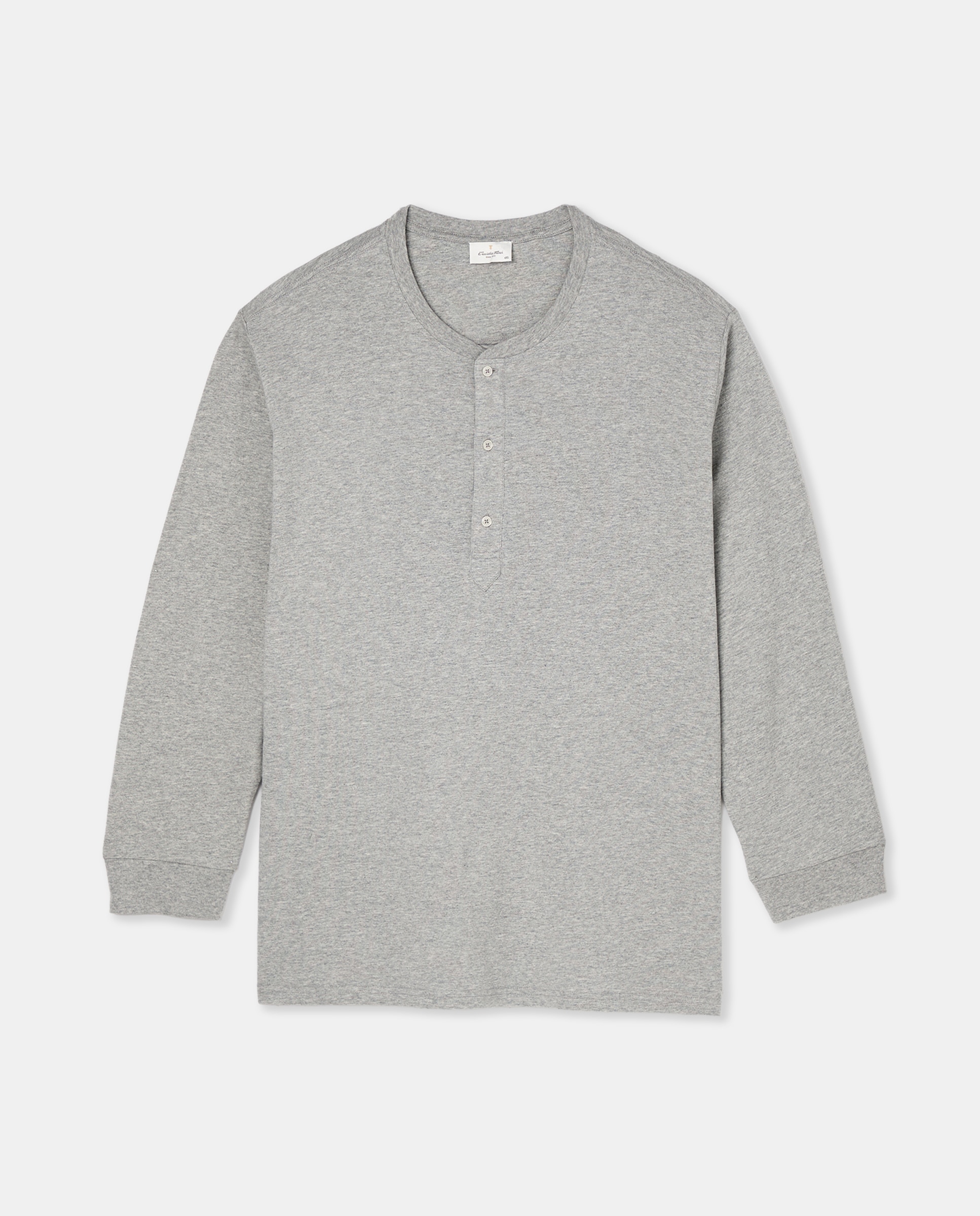 Camisola de Algodão Sustentável com Gola Tipo Padeiro e Manga Comprida 820 Cinzento Médio-4