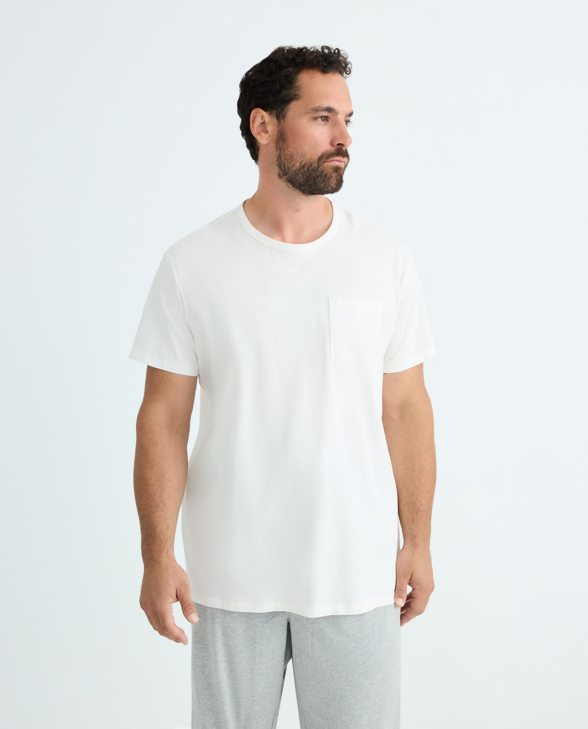 T-shirt Básica Tamanhos Grandes em Algodão BCI com Manga Curta Branco-1