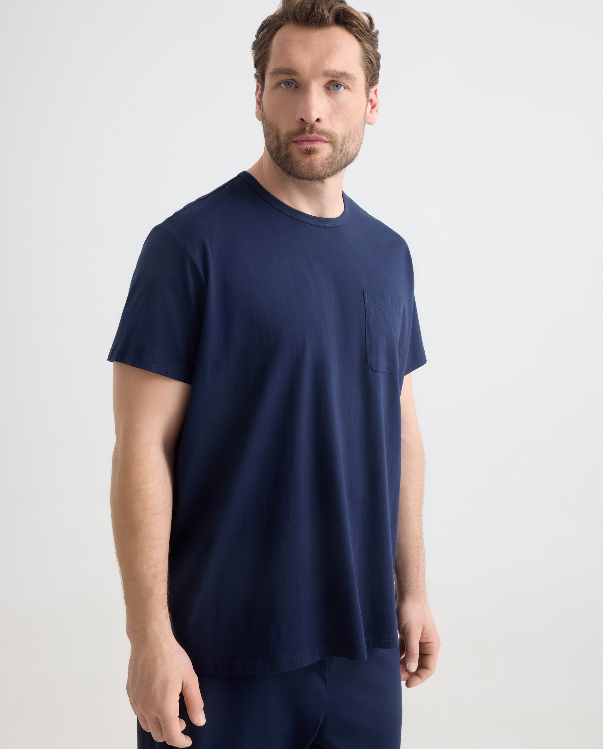 Camisola de Pijama com Algodão Sustentável Azul-marinho-1