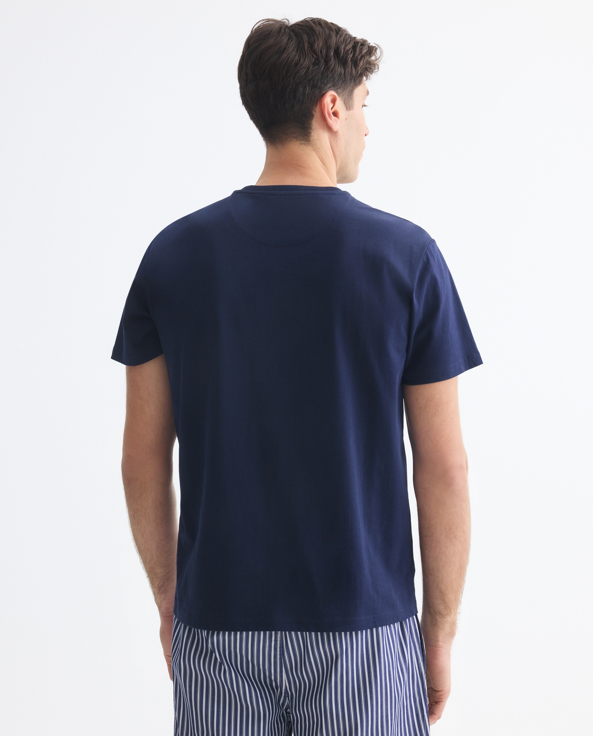 T-shirt de Manga Curta com Gola Tipo Padeiro Azul-3