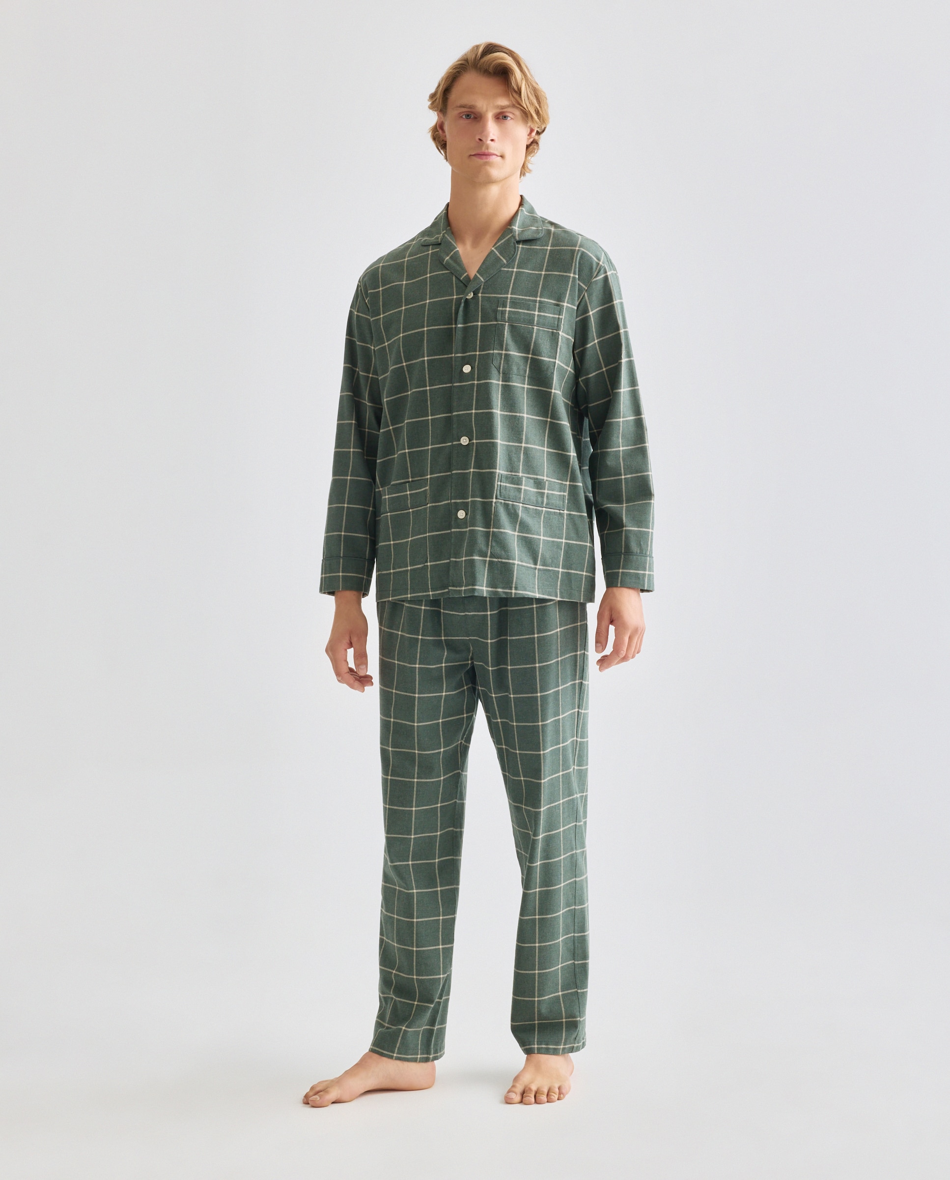 Imagen 0 de Pijama cuadros viyela 100% algodón sostenible hombre Kaki