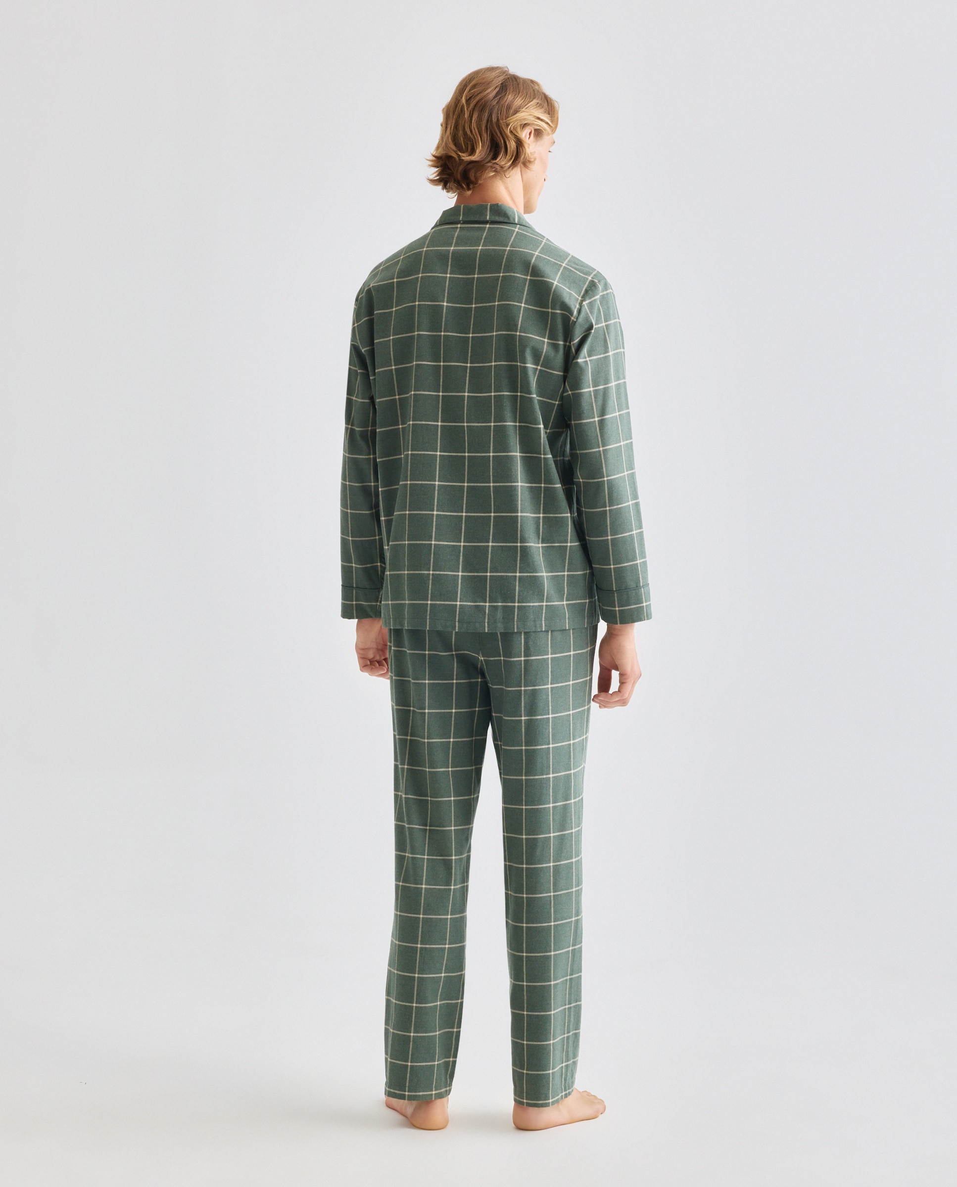 Pijama cuadros viyela 100% algodón sostenible hombre - Emidio Tucci - Kaki Kaki-2