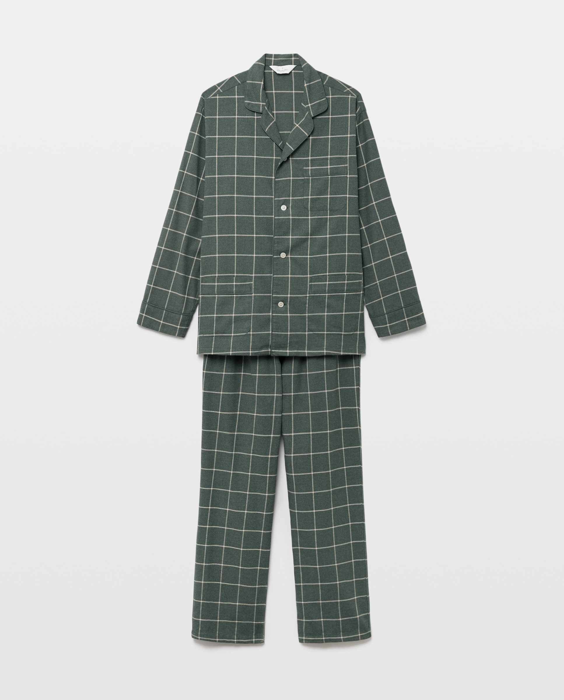 Pijama cuadros viyela 100% algodón sostenible hombre - Emidio Tucci - Kaki Kaki-3