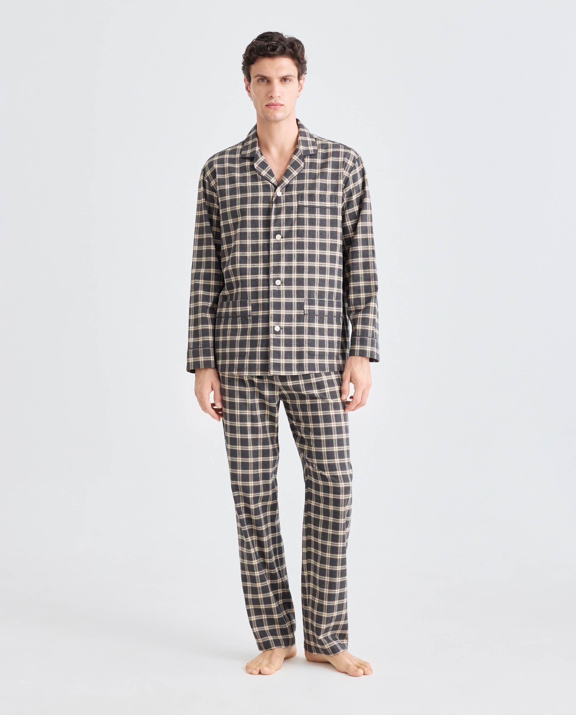 Imagen 0 de Pijama cuadros viyela 100% algodón sostenible hombre Gris