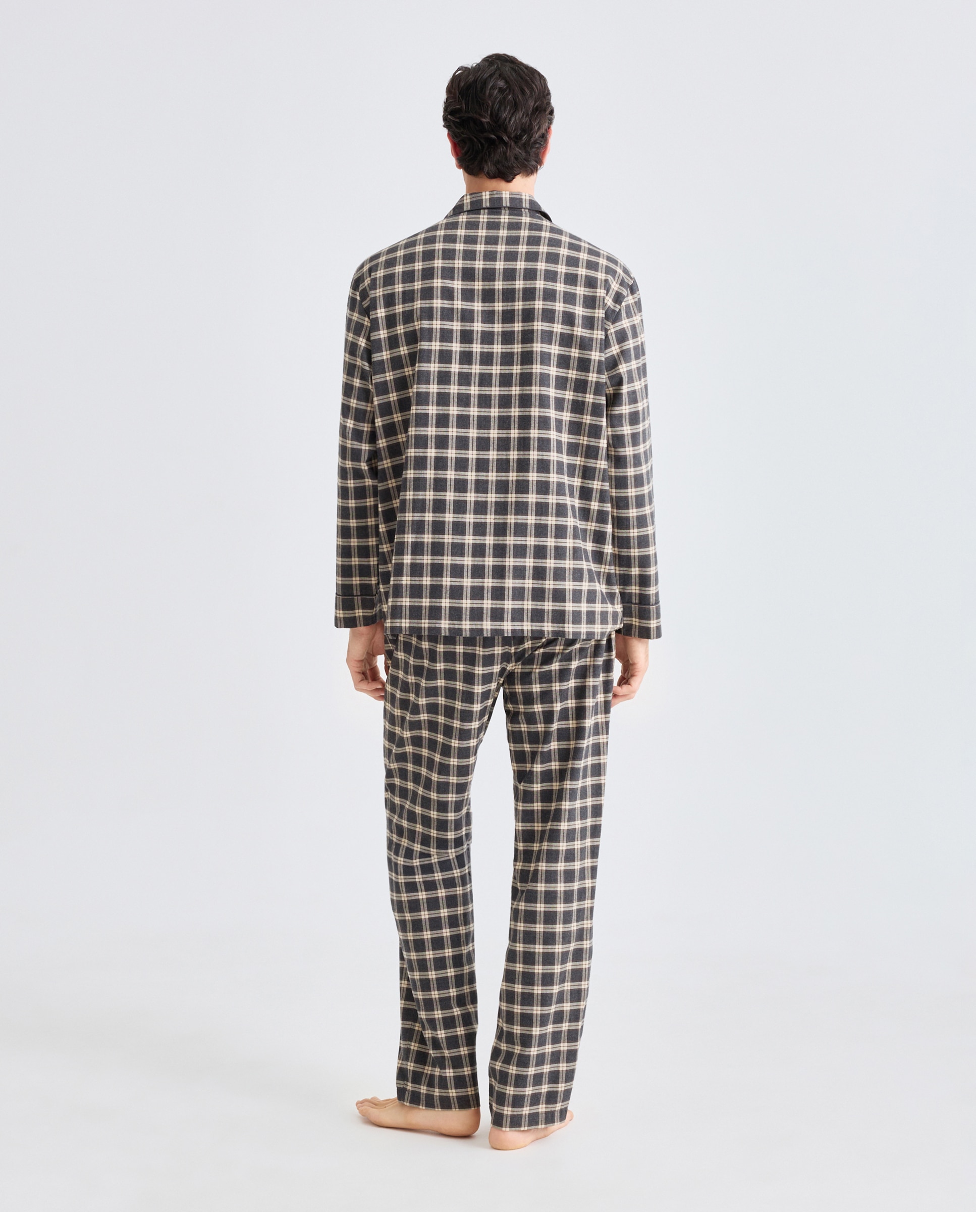 Pijama cuadros viyela 100% algodón sostenible hombre - Emidio Tucci - Gris Gris-2