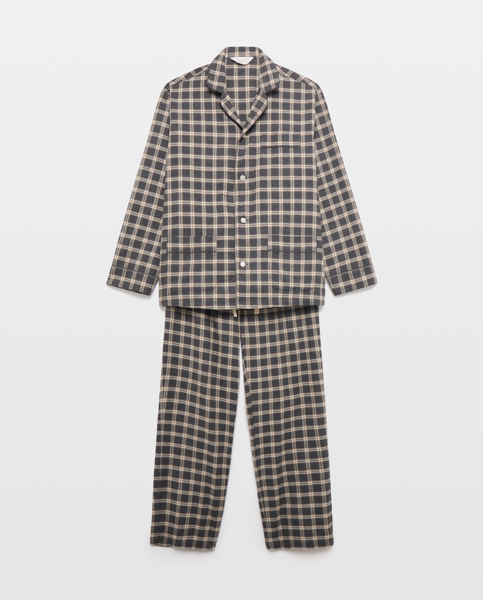 Pijama cuadros viyela 100% algodón sostenible hombre - Emidio Tucci - Gris Gris-3