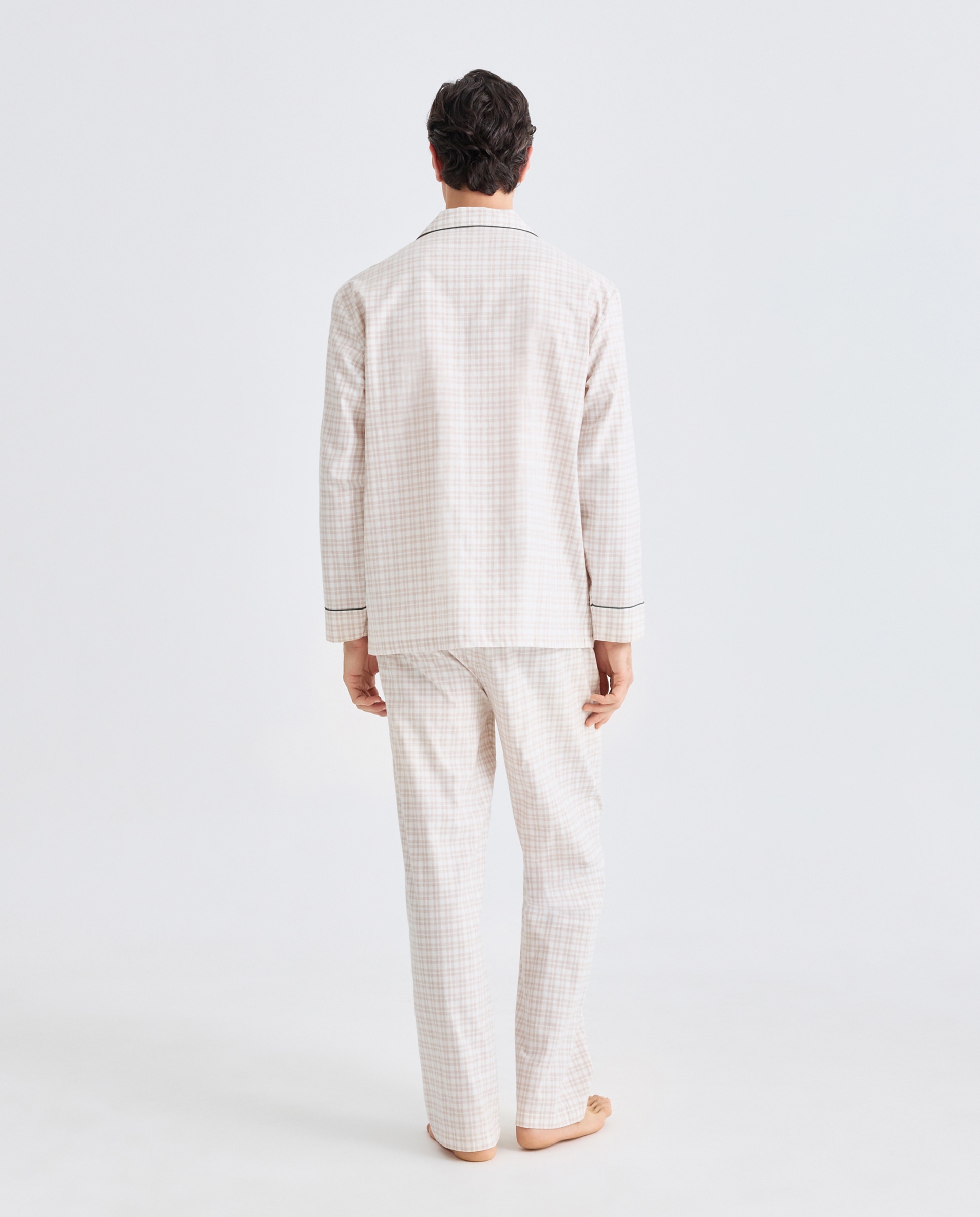 Pijama cuadros viyela 100% algodón sostenible hombre - Emidio Tucci - Beige Beige-2