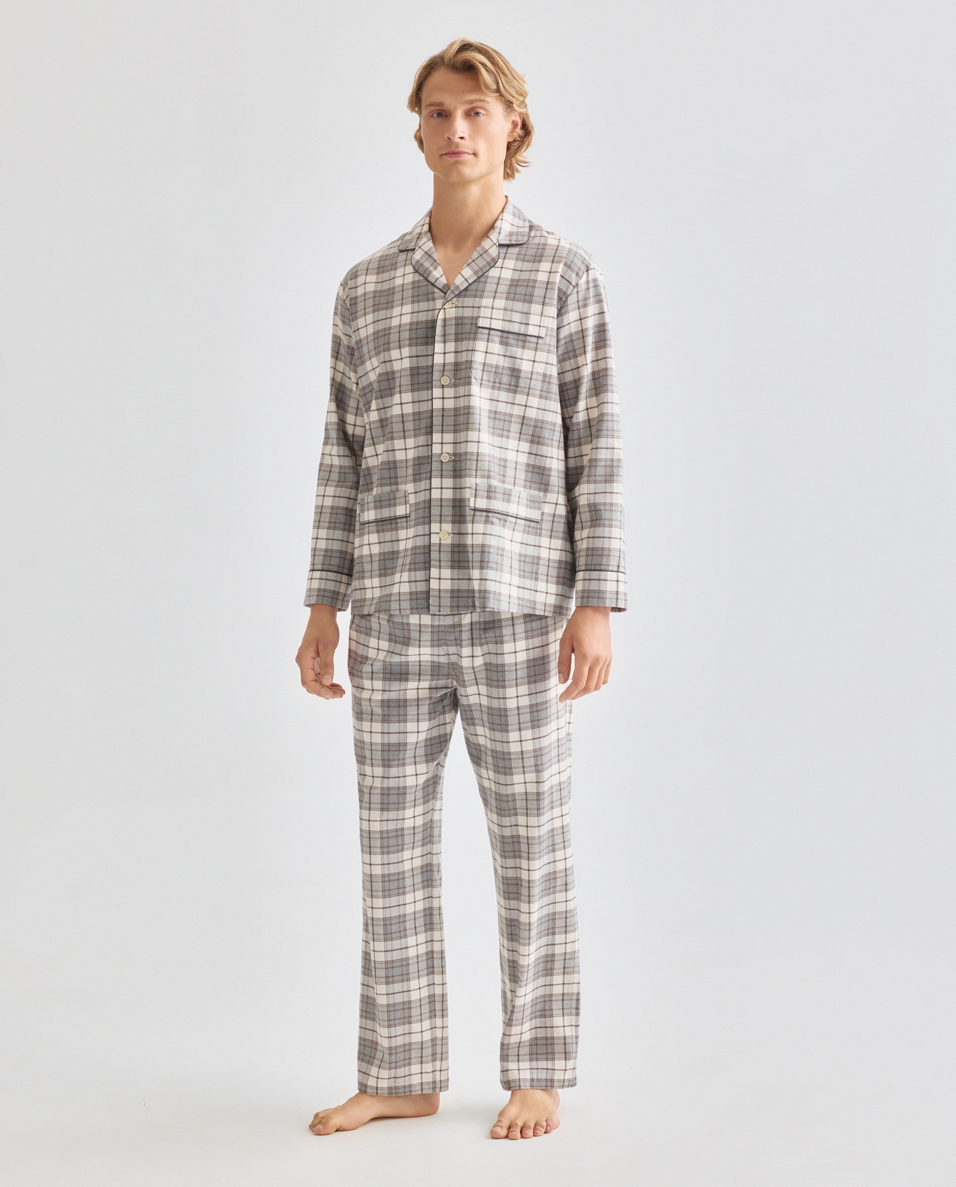 Imagen 0 de Pijama cuadros viyela 100% algodón sostenible hombre Beige