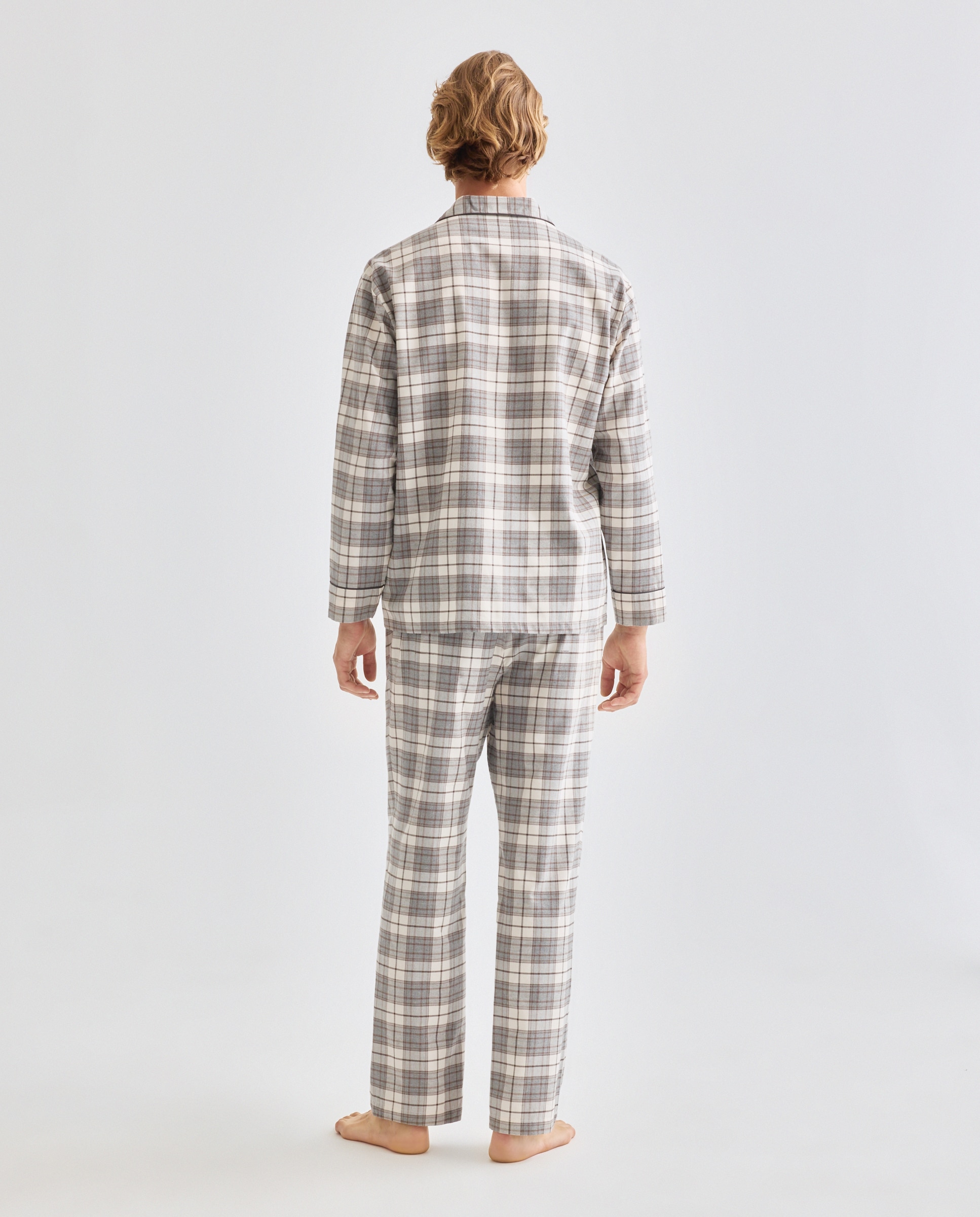 Pijama cuadros viyela 100% algodón sostenible hombre - Emidio Tucci - Beige Beige-2
