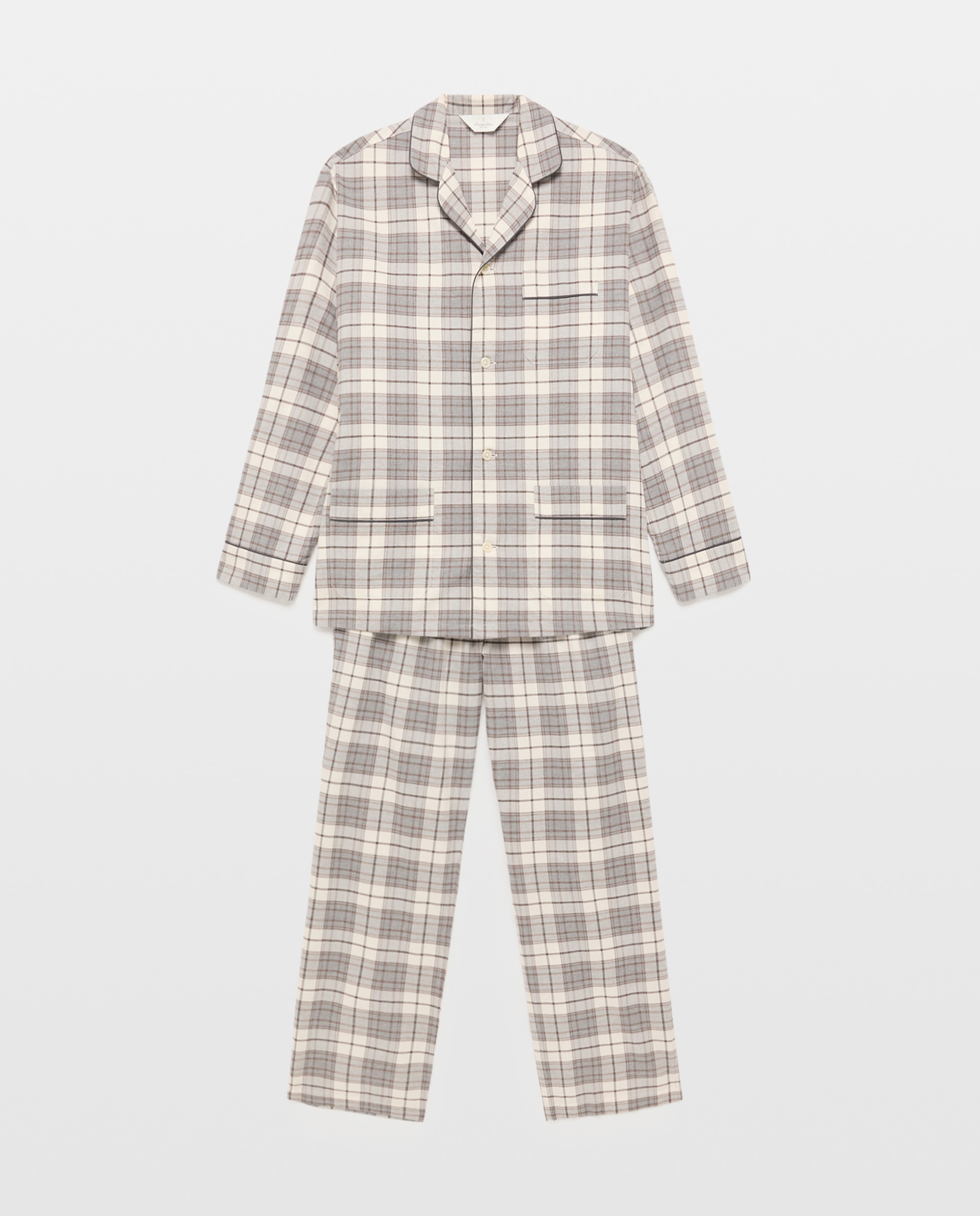 Pijama cuadros viyela 100% algodón sostenible hombre - Emidio Tucci - Beige Beige-3