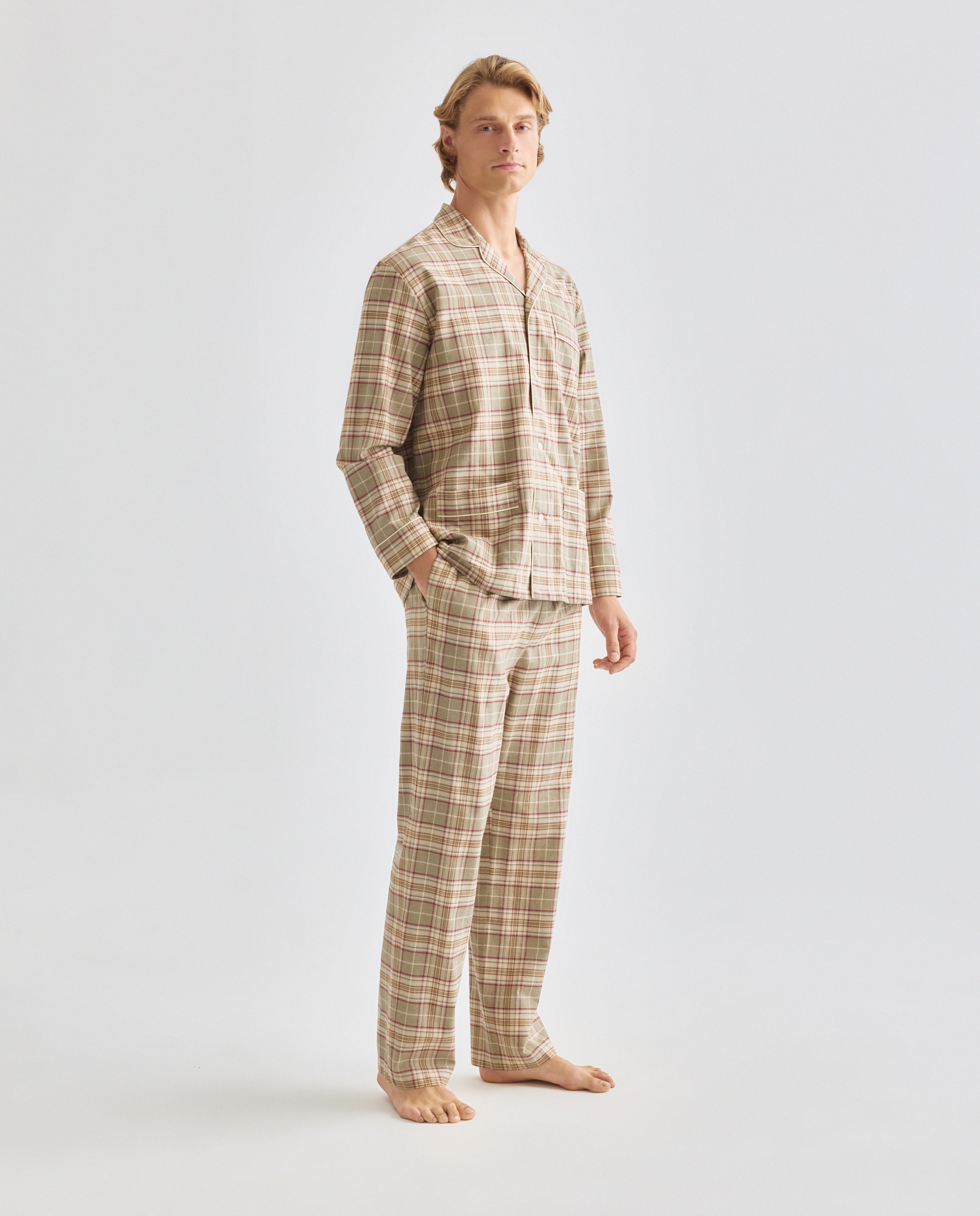 Imagen 0 de Pijama cuadros viyela 100% algodón sostenible hombre Kaki