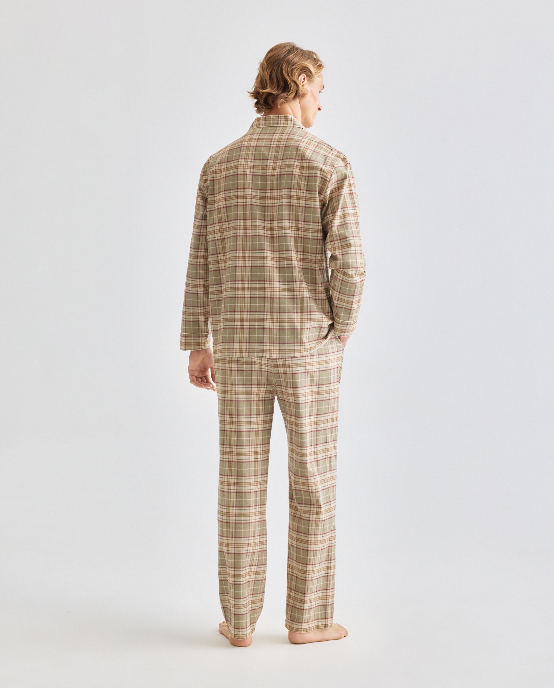 Pijama cuadros viyela 100% algodón sostenible hombre - Emidio Tucci - Kaki Kaki-2