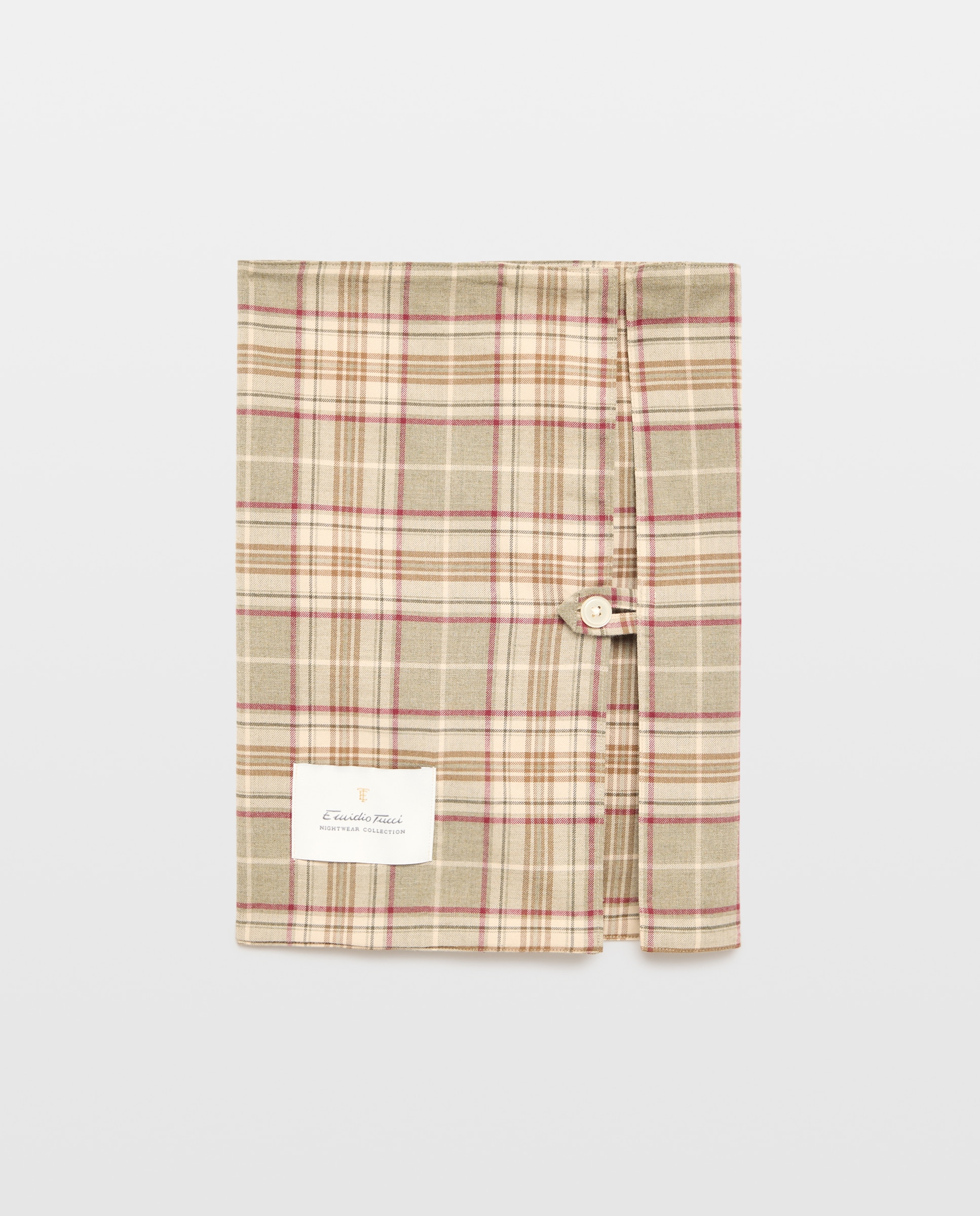 Pijama cuadros viyela 100% algodón sostenible hombre - Emidio Tucci - Kaki Kaki-5