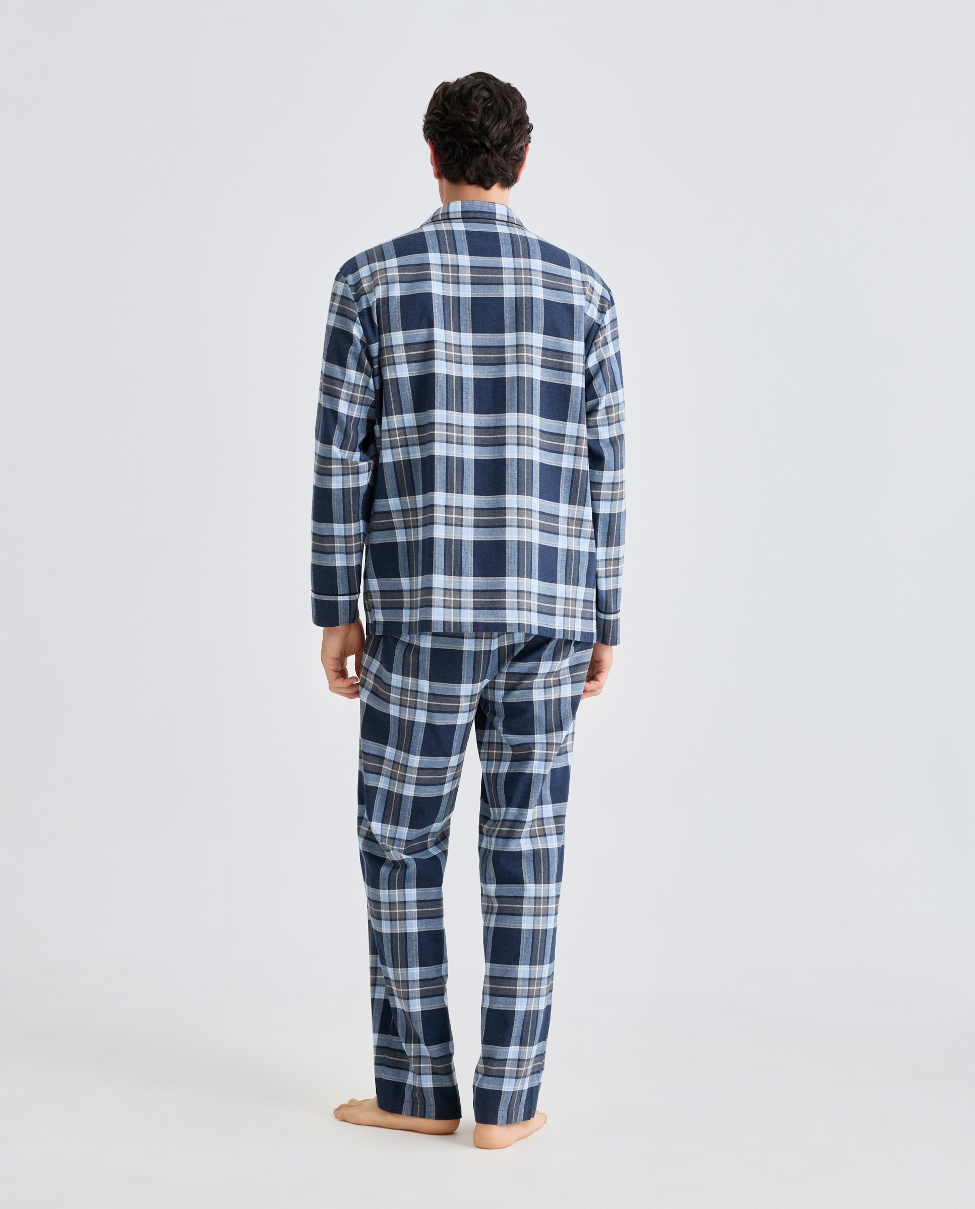 Pijama de cuadros franela 100% algodón sostenible hombre - Emidio Tucci - Azul marino Azul marino-2