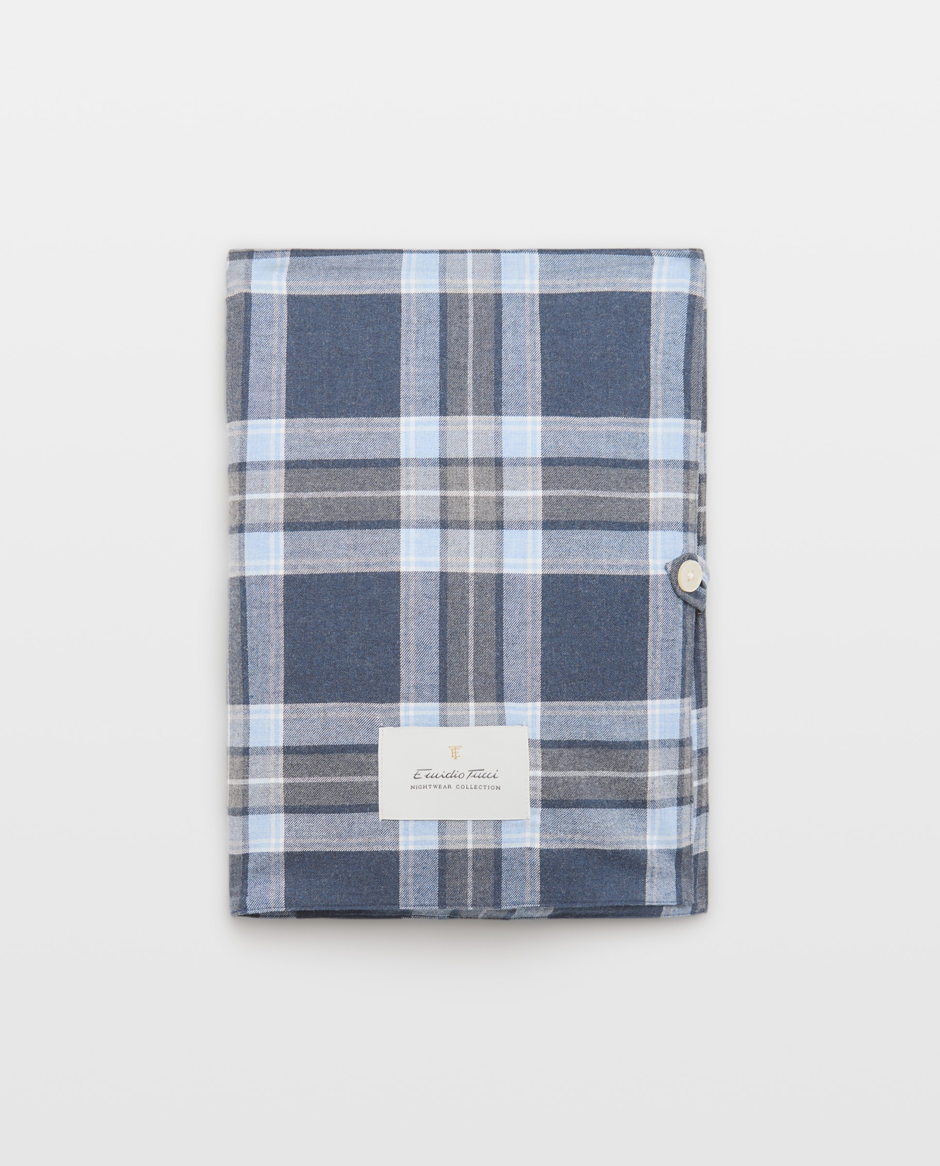 Pijama de cuadros franela 100% algodón sostenible hombre - Emidio Tucci - Azul marino Azul marino-5
