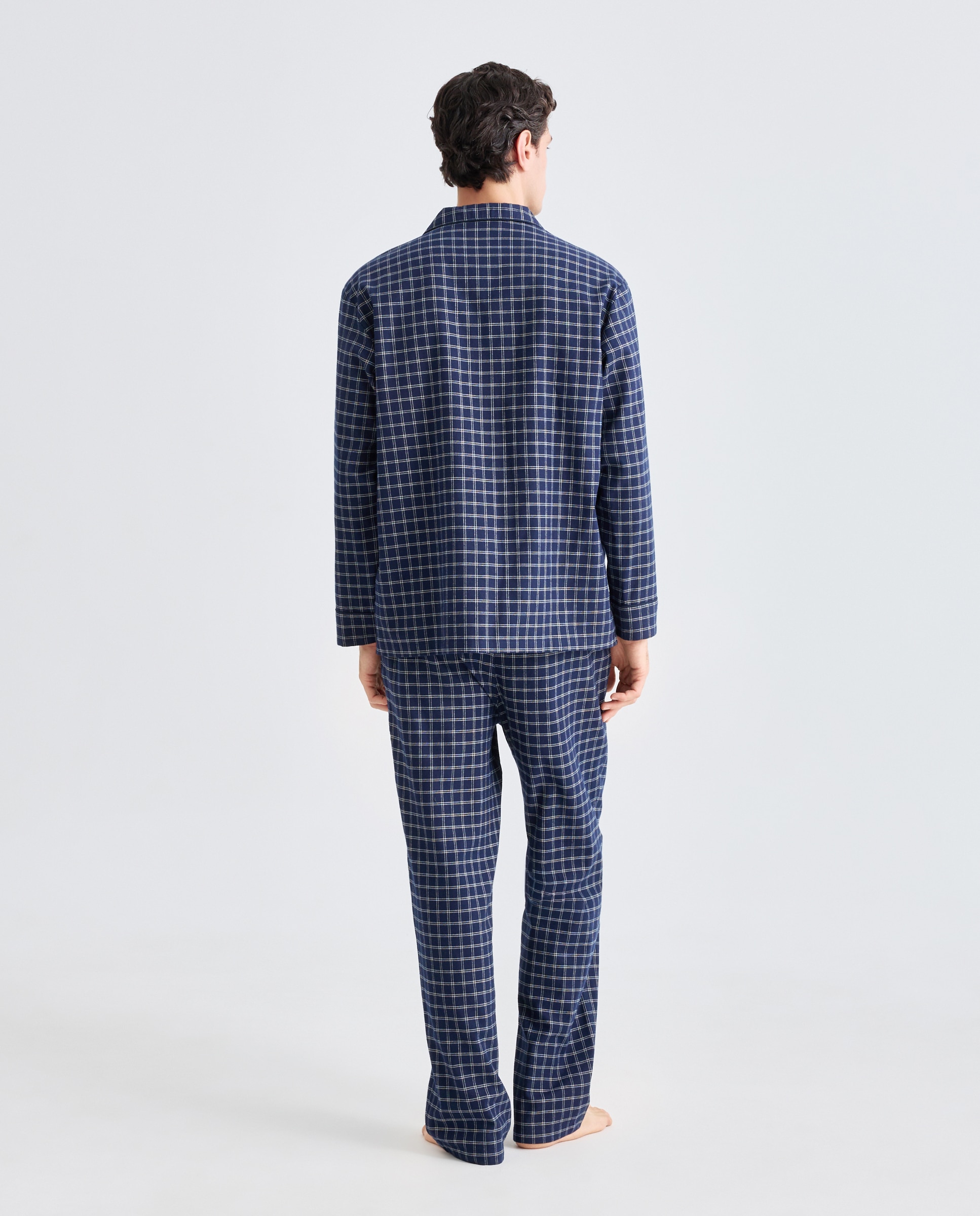 Pijama de cuadros franela 100% algodón sostenible hombre - Emidio Tucci - Azul marino Azul marino-2
