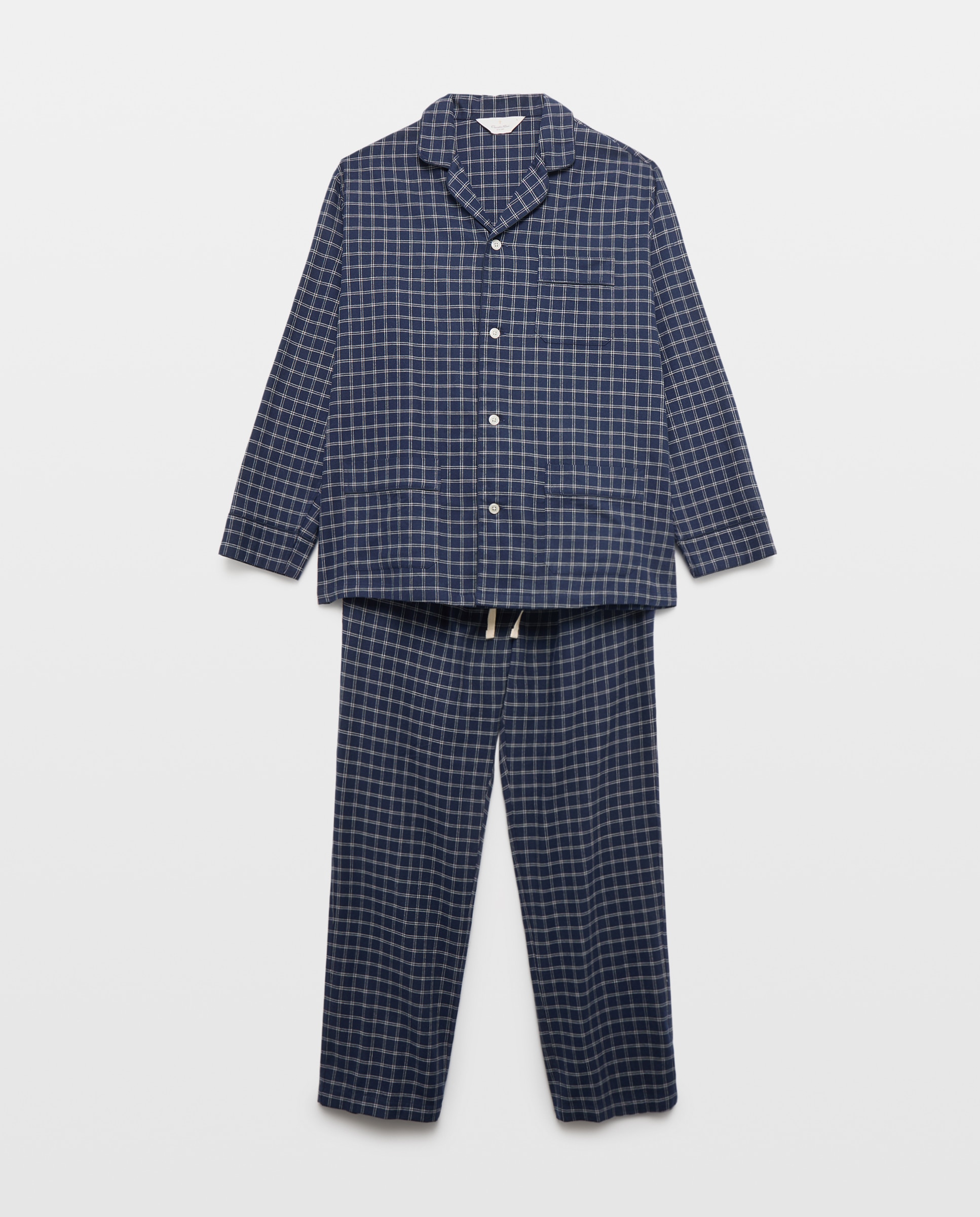 Pijama de cuadros franela 100% algodón sostenible hombre - Emidio Tucci - Azul marino Azul marino-3