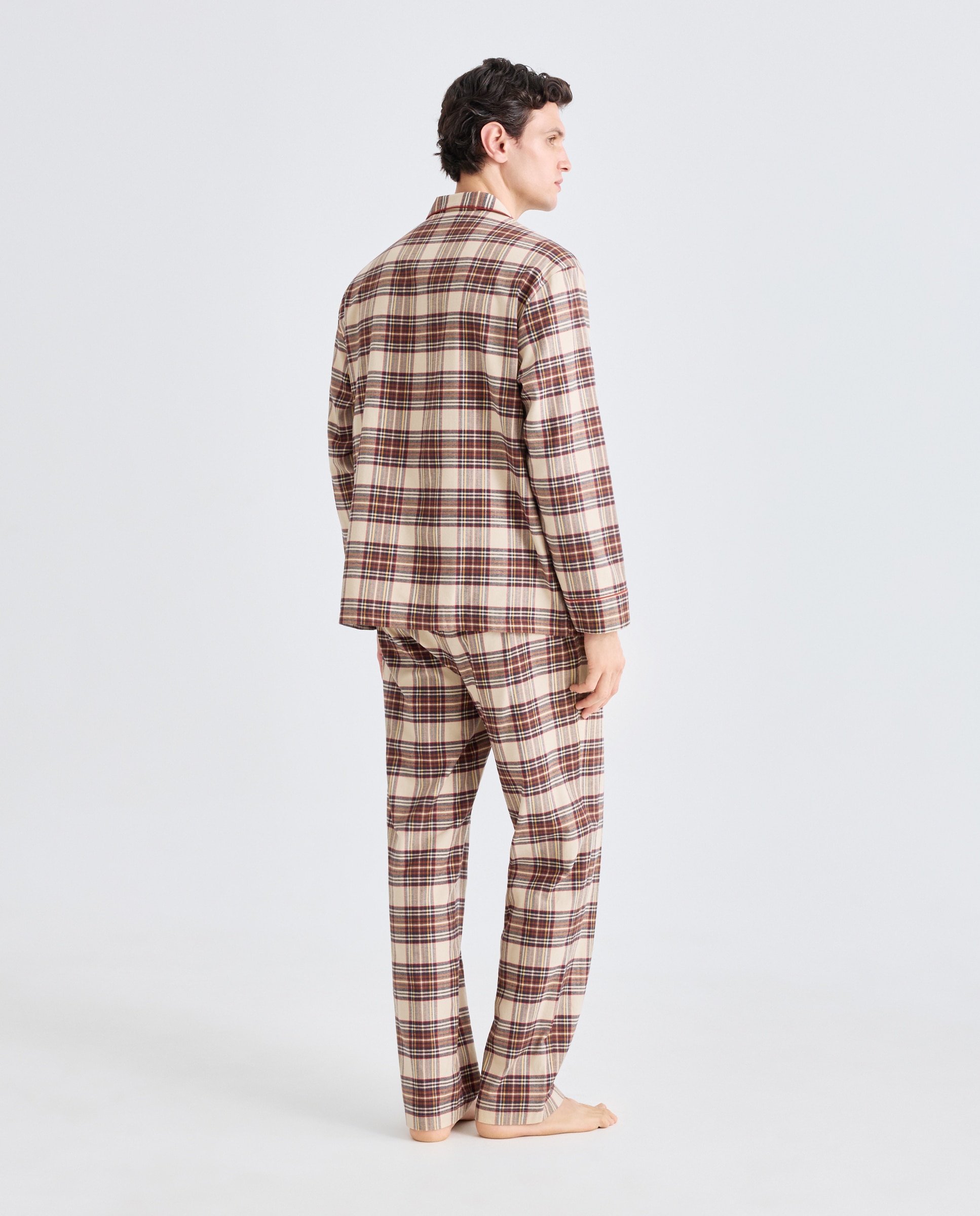 Pijama de cuadros franela 100% algodón sostenible hombre - Emidio Tucci - Crudo Crudo-2