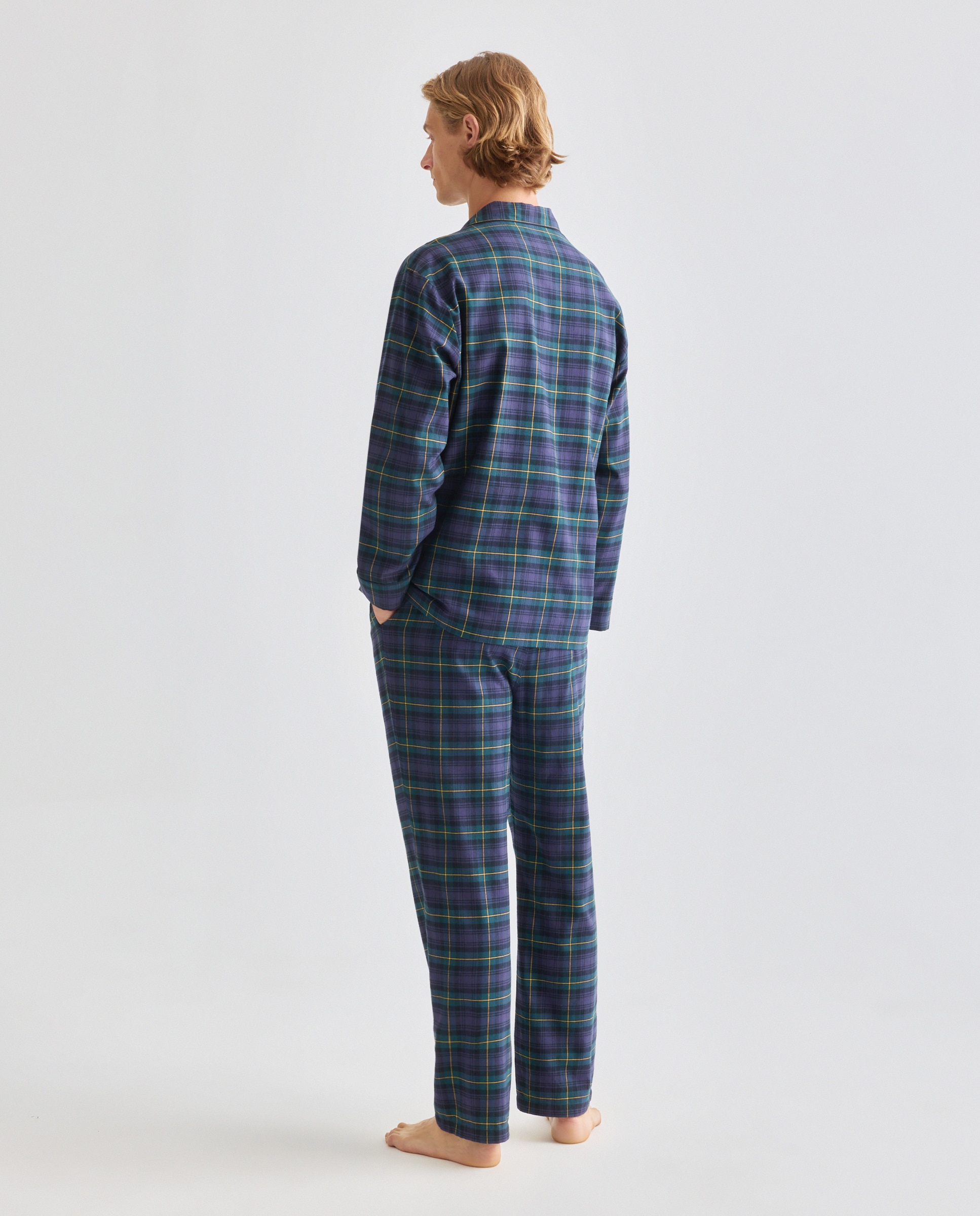 Pijama de cuadros franela 100% algodón sostenible hombre - Emidio Tucci - Azul marino Azul marino-2