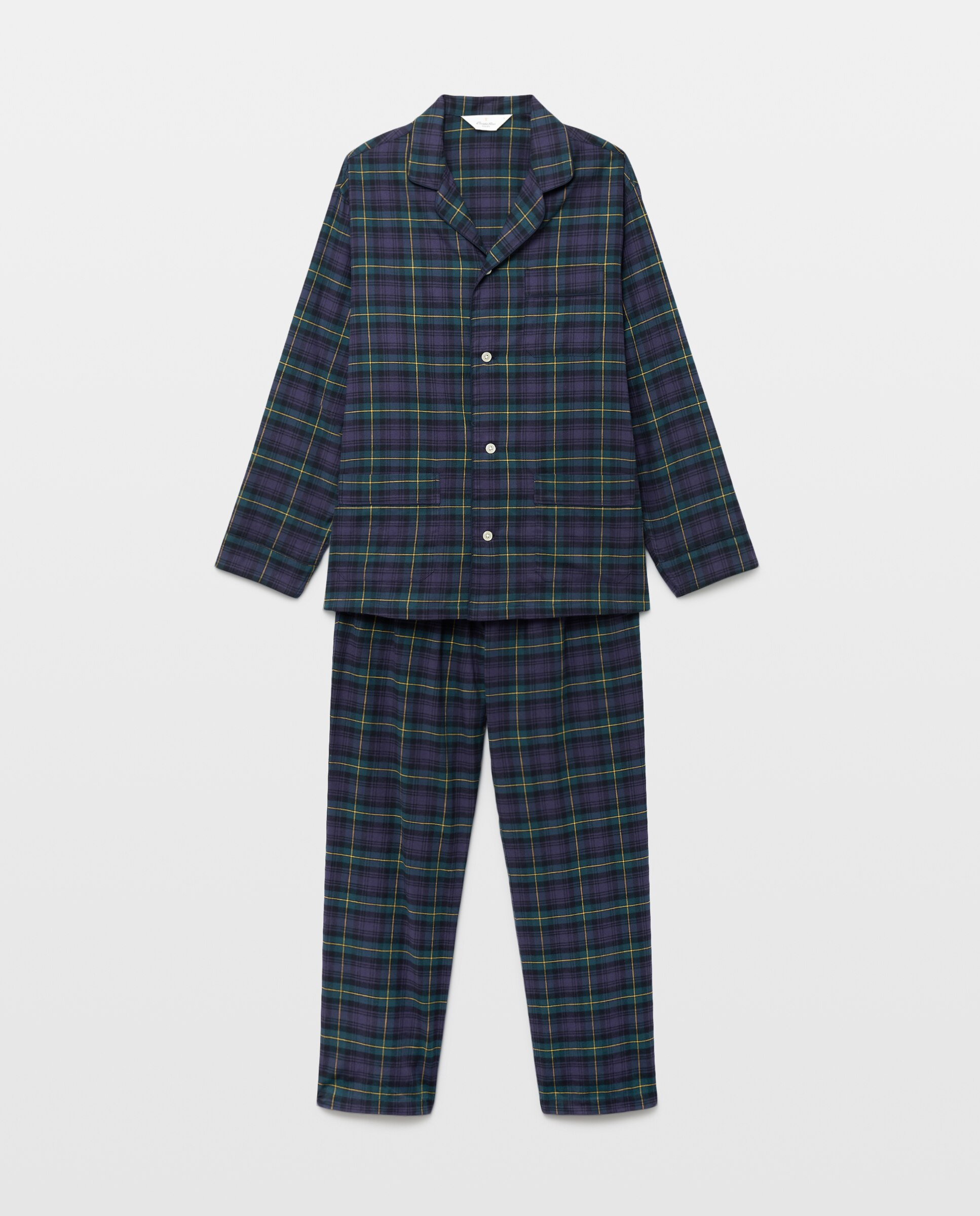 Pijama de cuadros franela 100% algodón sostenible hombre - Emidio Tucci - Azul marino Azul marino-3