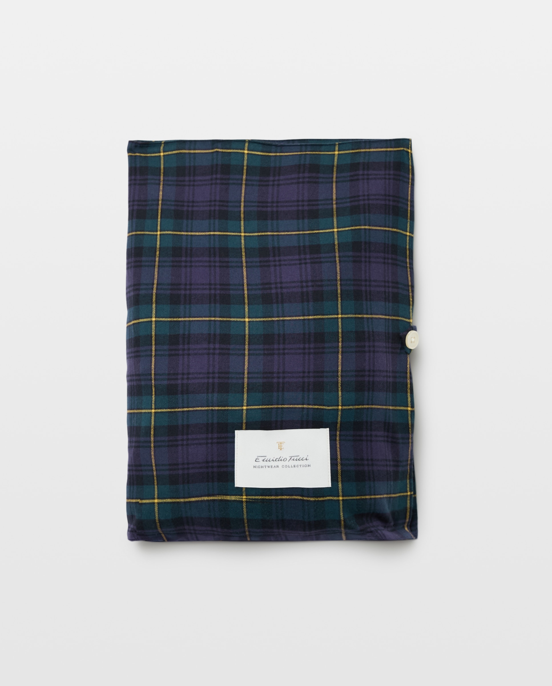 Pijama de cuadros franela 100% algodón sostenible hombre - Emidio Tucci - Azul marino Azul marino-5