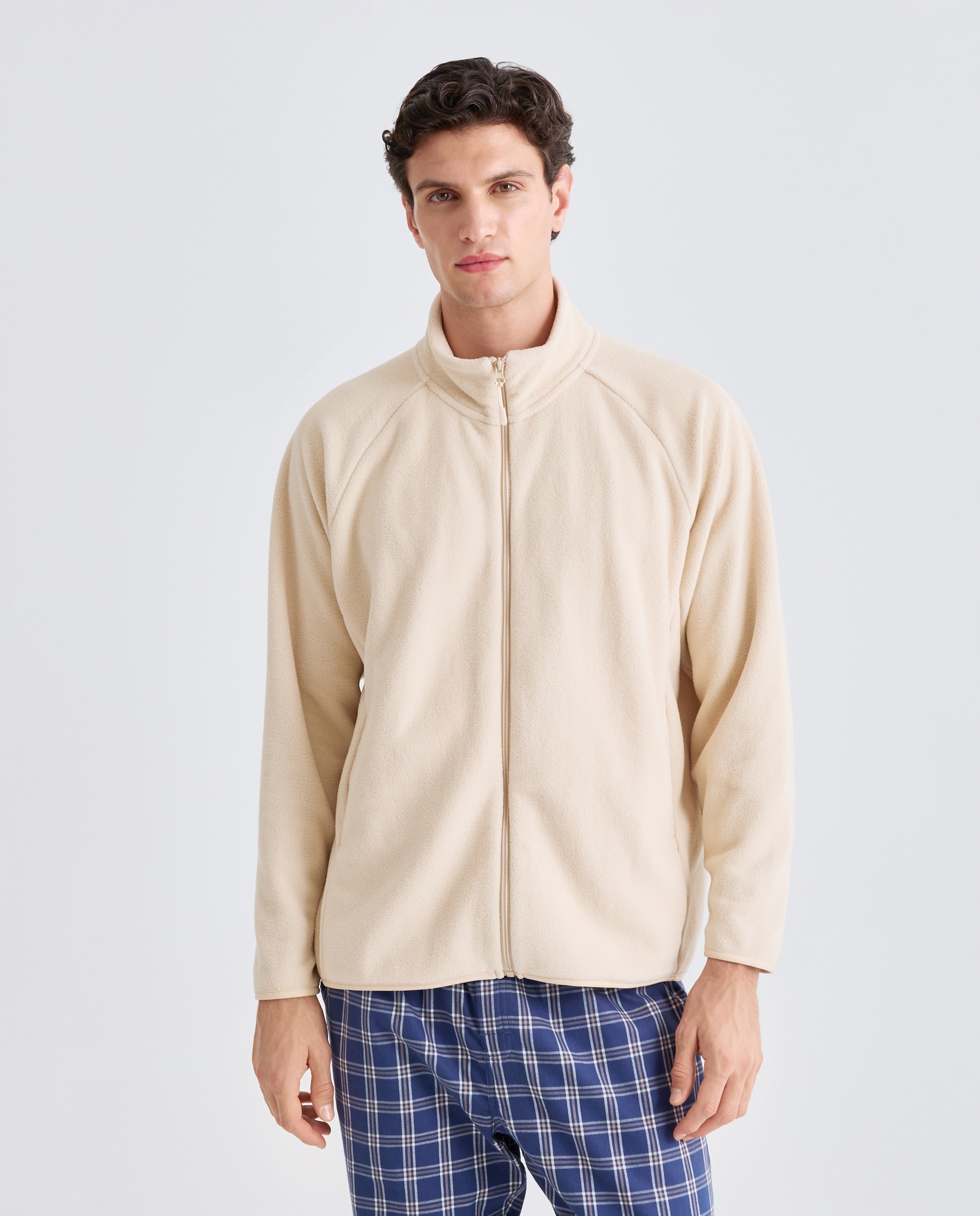 Chaqueta cremallera polar lisa de hombre - Dustin - Crudo Crudo-1