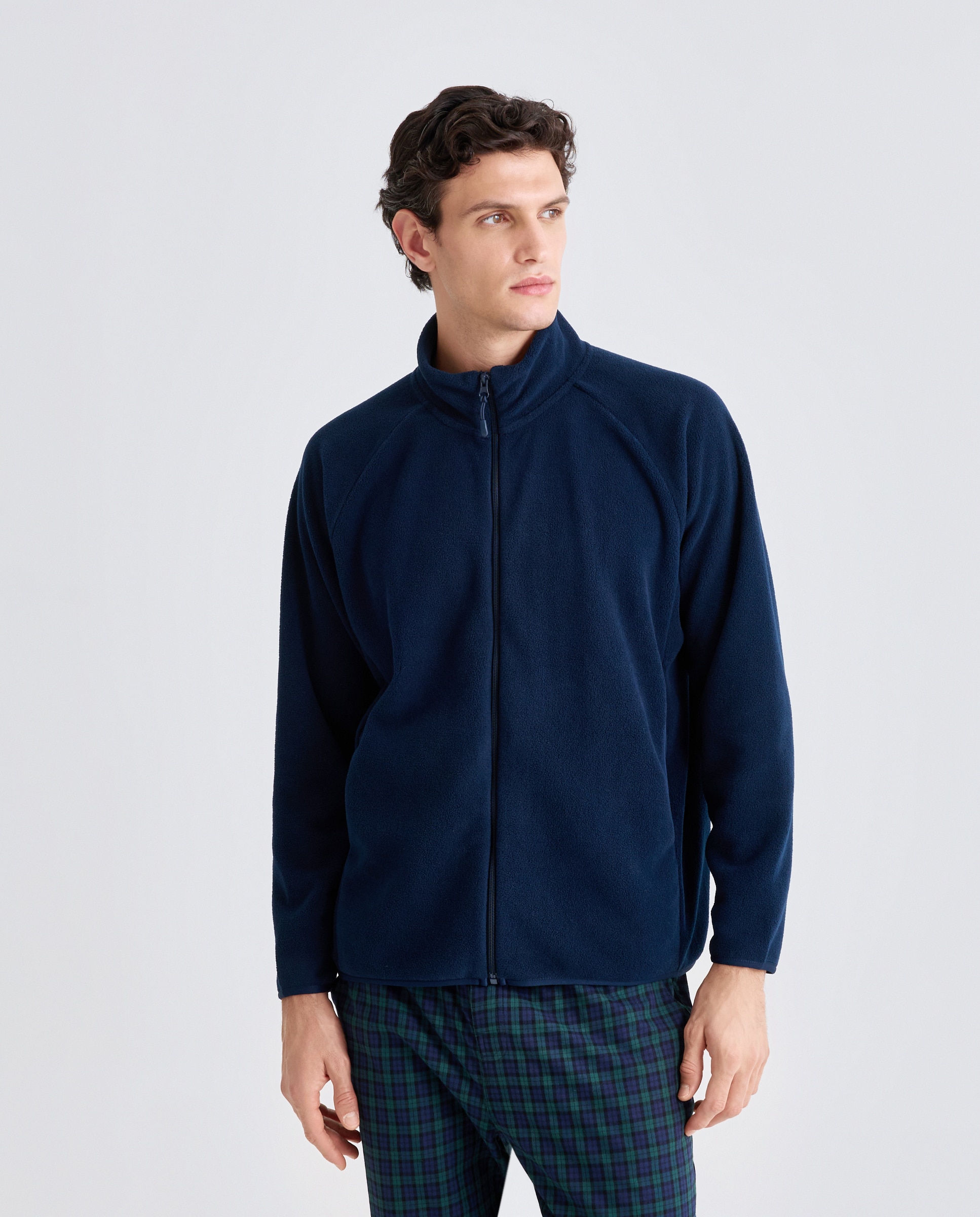 Chaqueta cremallera polar lisa de hombre - Dustin - Azul marino Azul marino-1