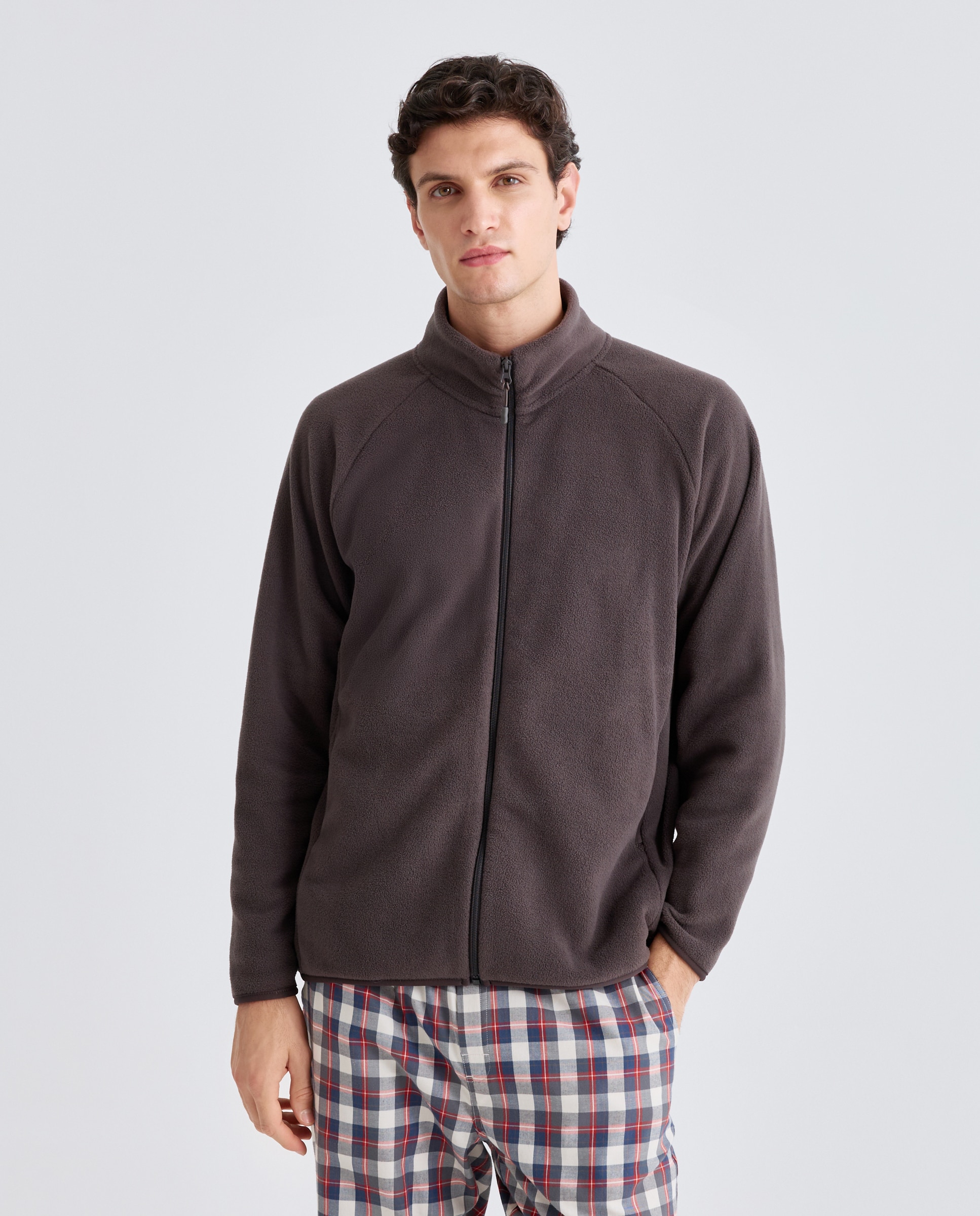 Imagen 0 de Chaqueta cremallera polar lisa de hombre Gris oscuro