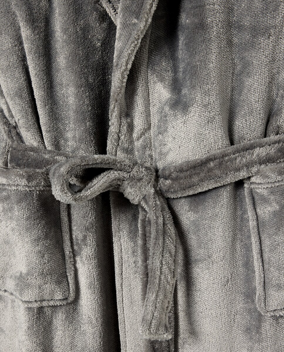 Robe em Velour com Estrutura na Diagonal Cinzento-escuro-4