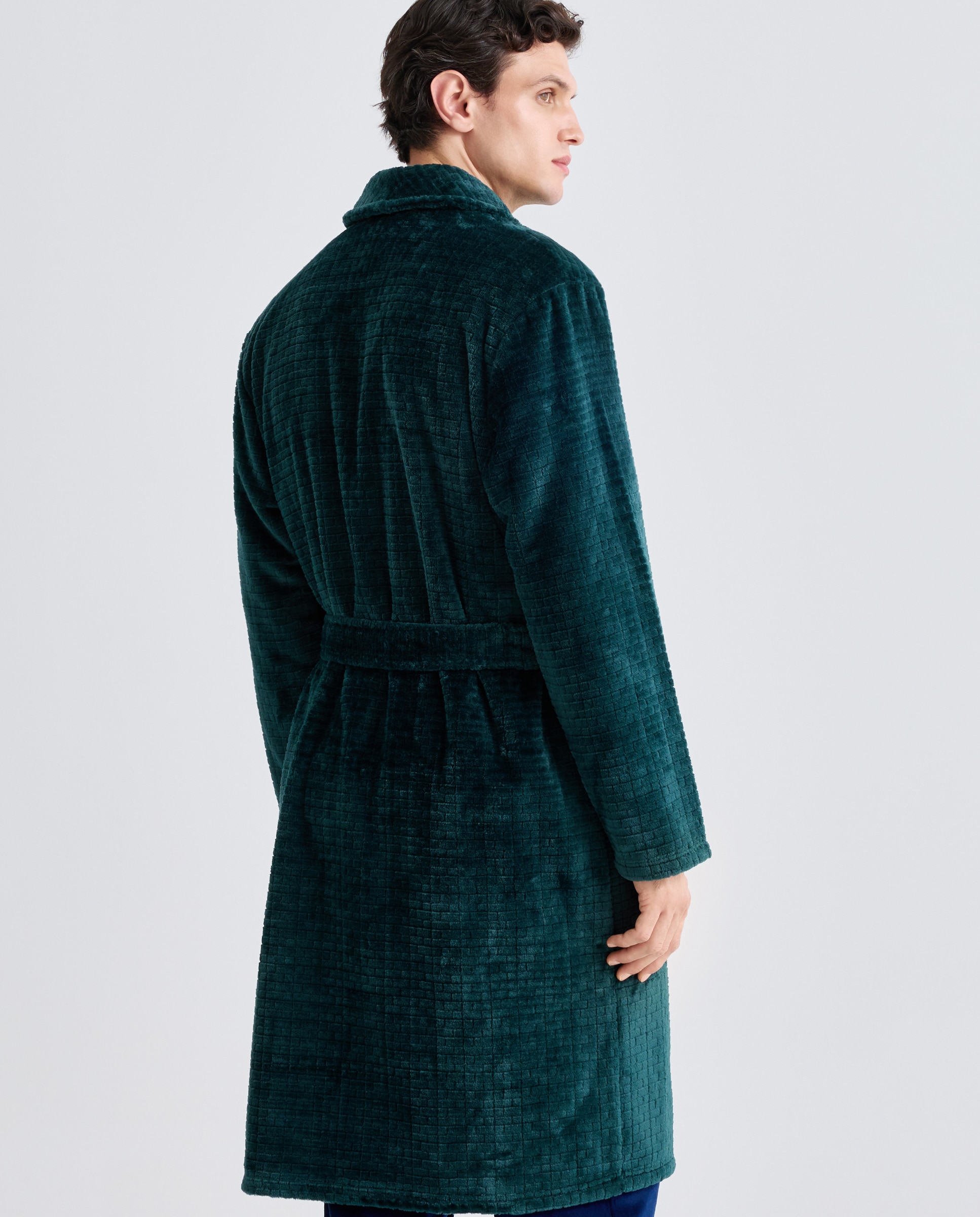 Robe em Velour com Estrutura Axadrezada Verde-2