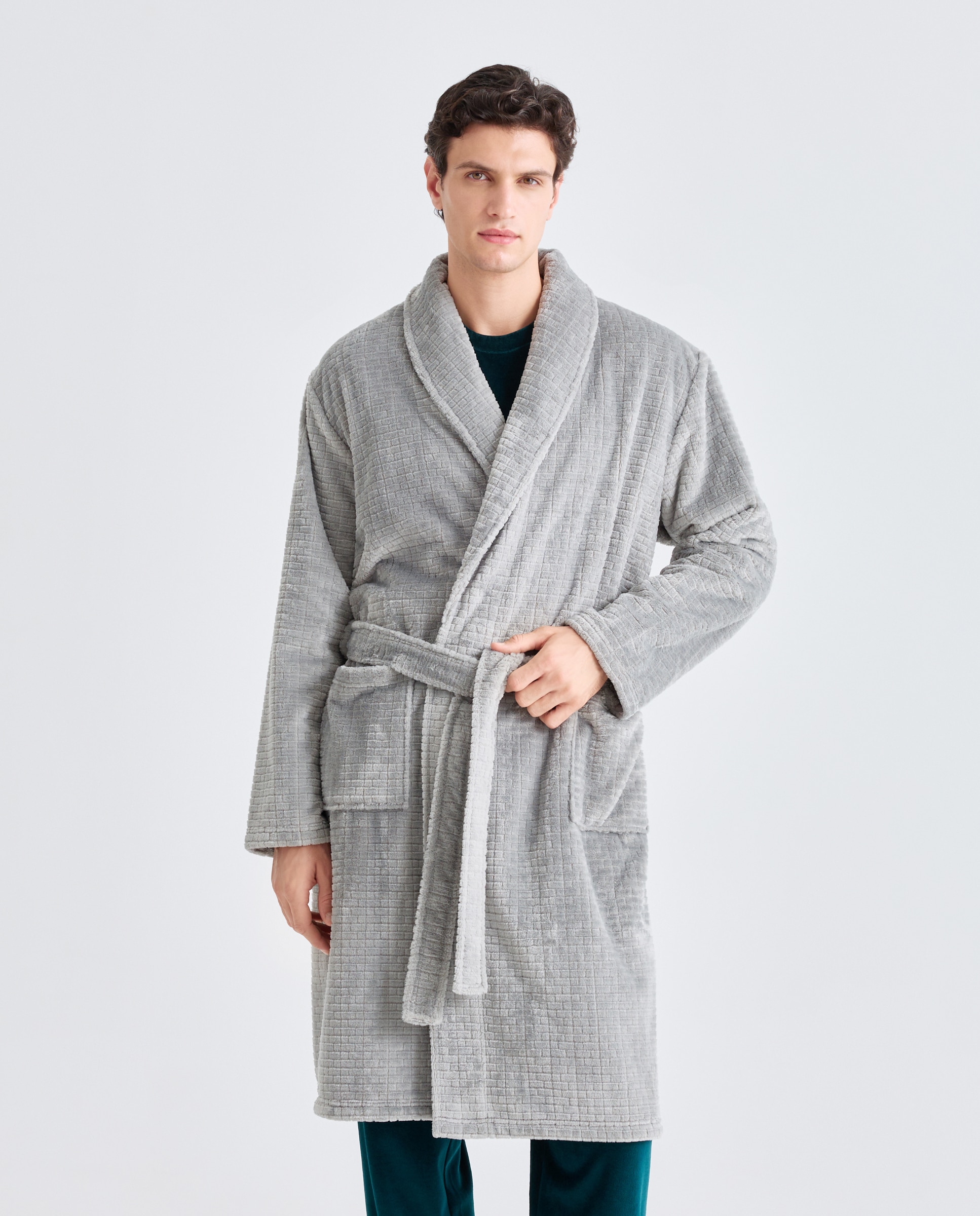Imagem 0 de Robe em Velour com Estrutura Axadrezada