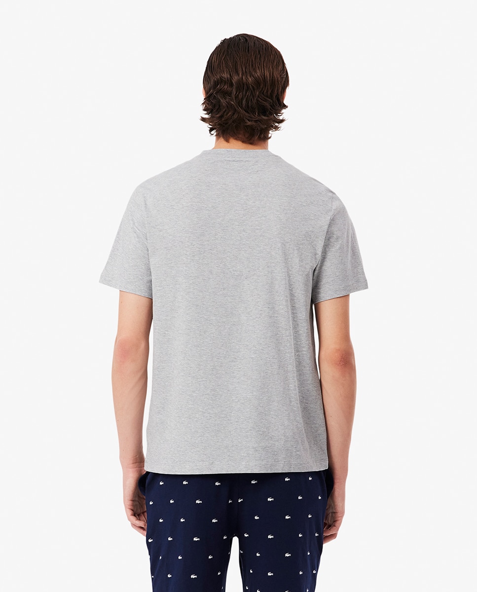 T-shirt Loungewear de Algodão com Estampado de Crocodilo Cinzento-claro-2