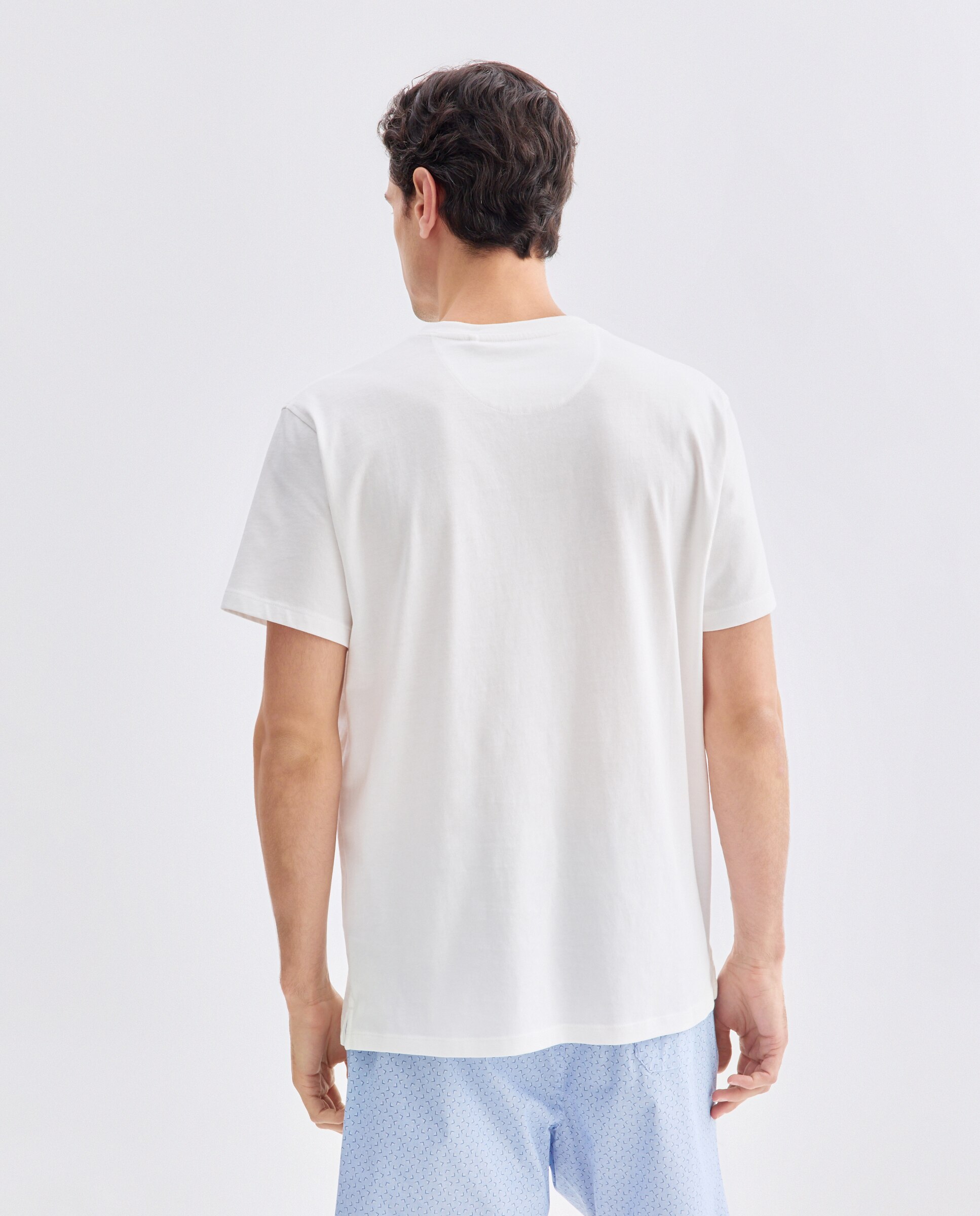 T-shirt de Pijama com Gola Tipo Padeiro e Manga Curta Branco-3