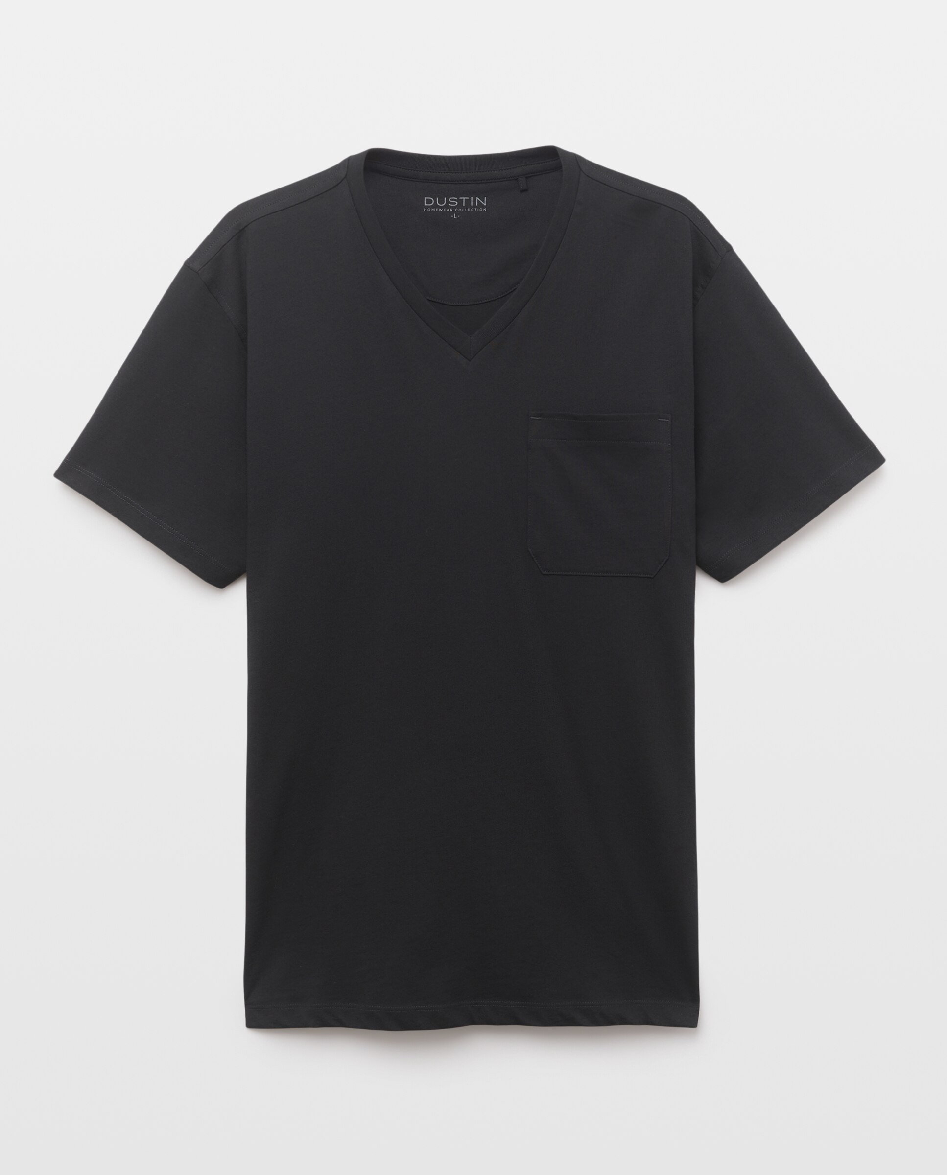 T-shirt de Pijama com Gola em Bico e Manga Curta Preto-4