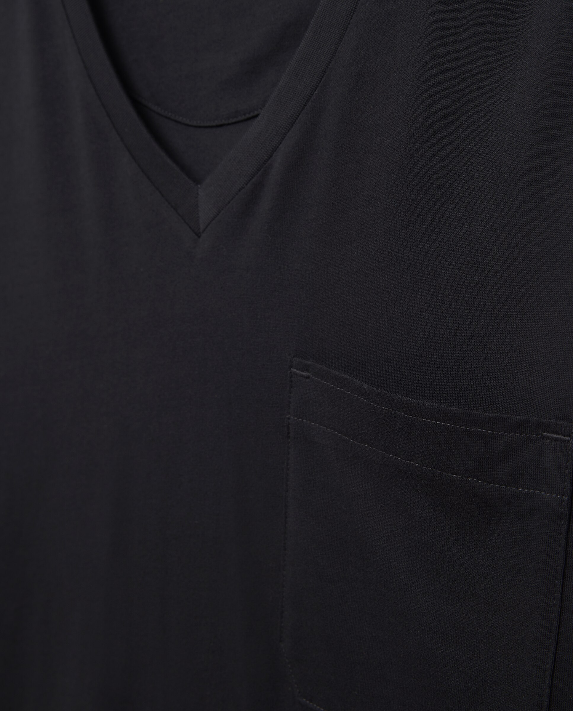T-shirt de Pijama com Gola em Bico e Manga Curta Preto-5