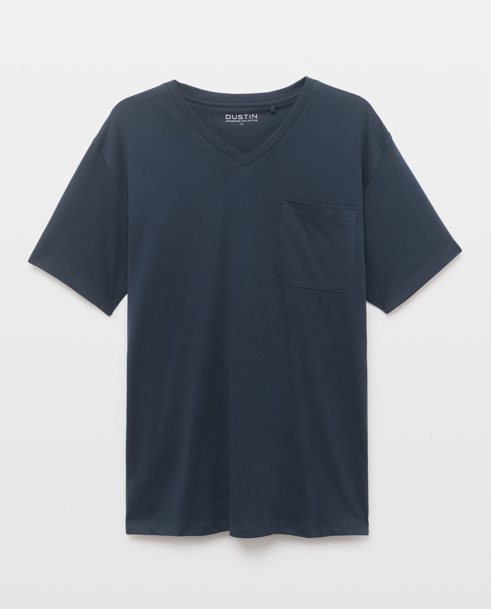 T-shirt de Pijama com Gola em Bico e Manga Curta Azul-marinho-4