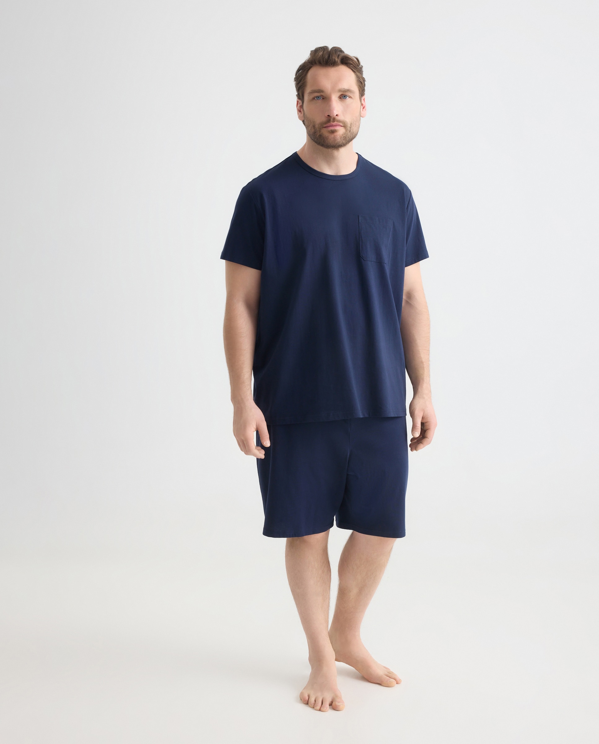 Calções de Pijama em Algodão Tamanhos Grandes Azul-marinho-1