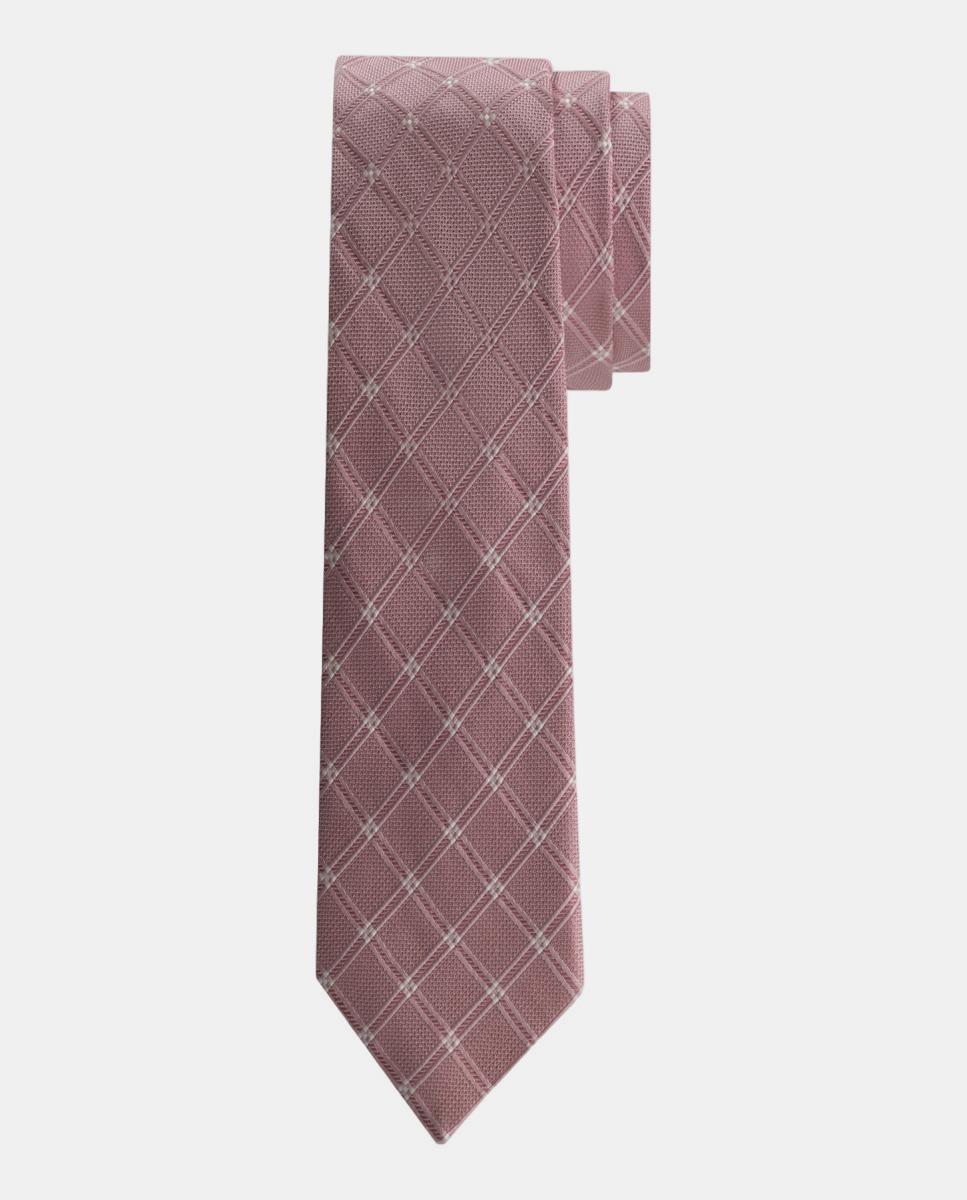 Gravata de Seda aos Quadrados Rosa-1