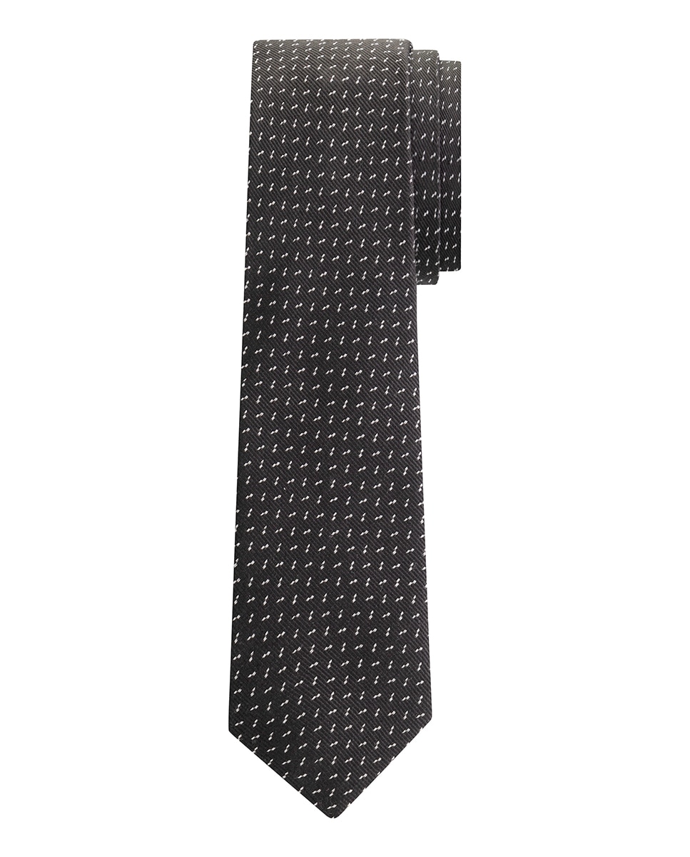 Gravata de Seda com Micro Estampado Preto-1