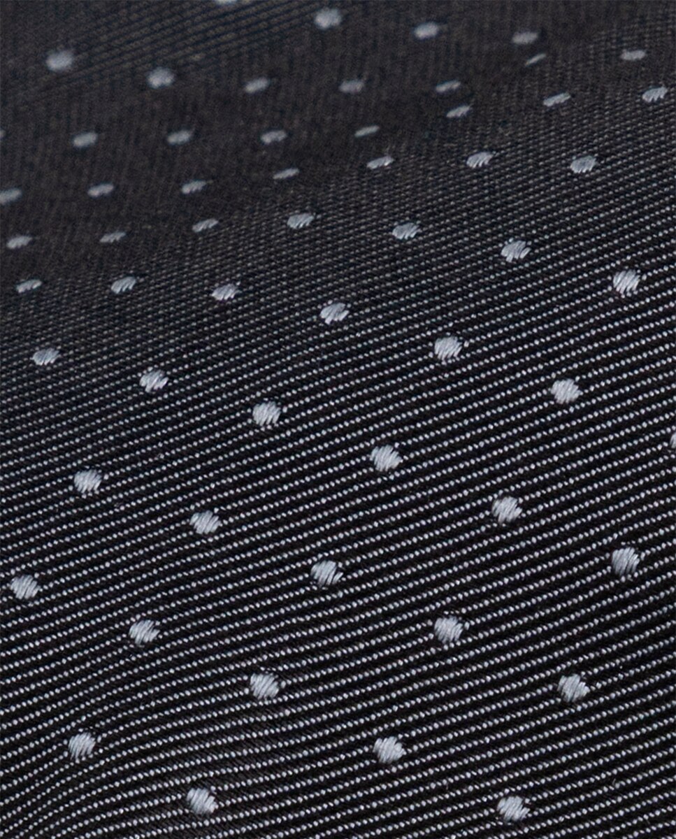 Gravata de Seda com Micro Estampado às Bolinhas Preto-2
