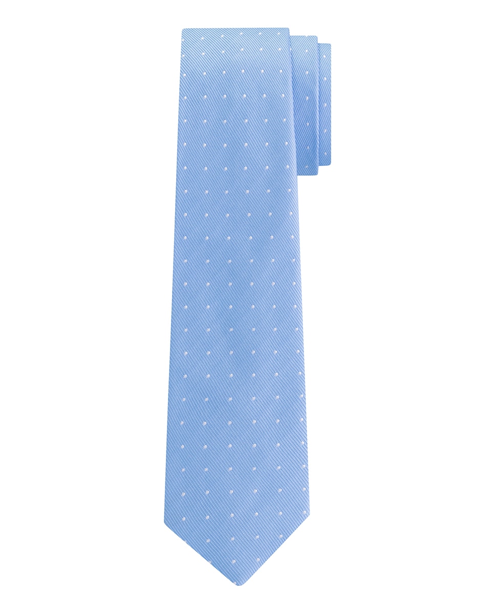 Gravata de Lã com Estampado às Bolinhas Azul-1