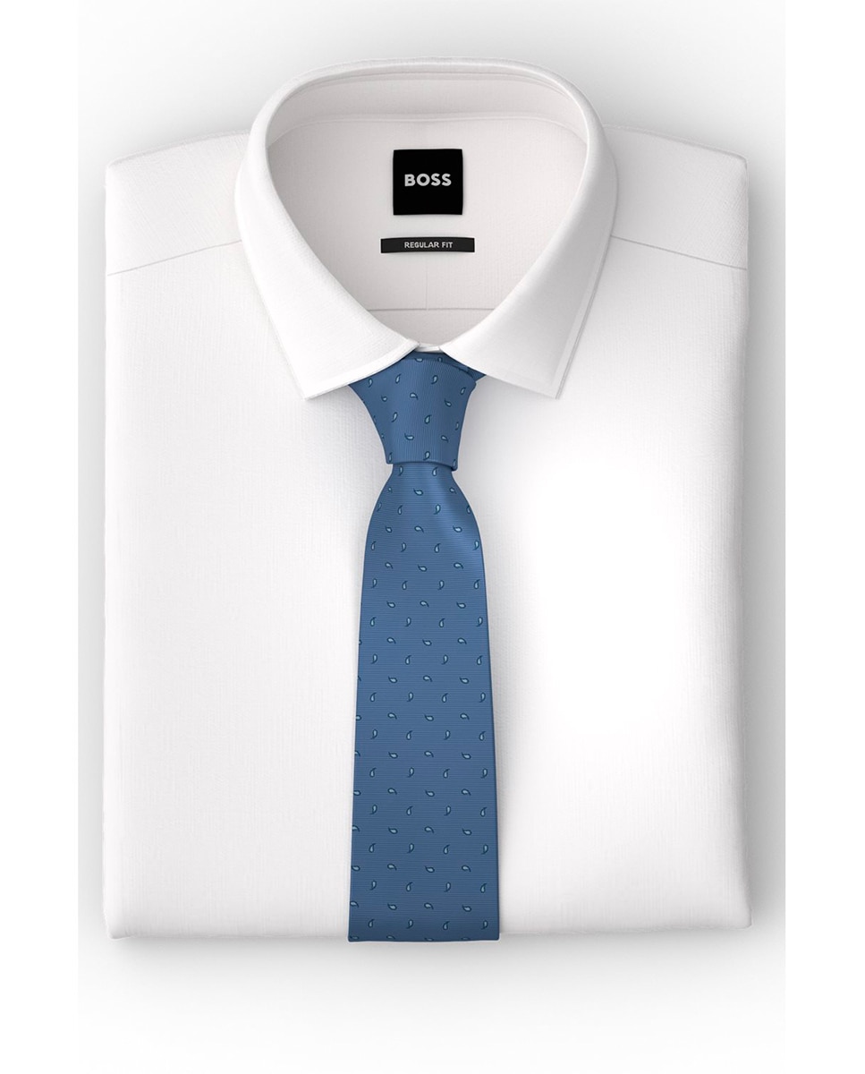 Gravata Suave de Seda Jacquard Azul-claro-2