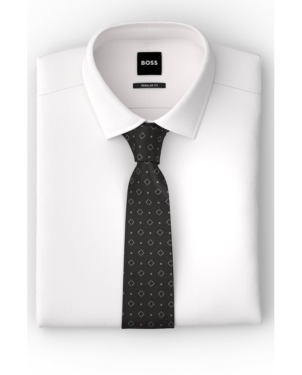 Gravata Suave de Seda Jacquard. Preto-2
