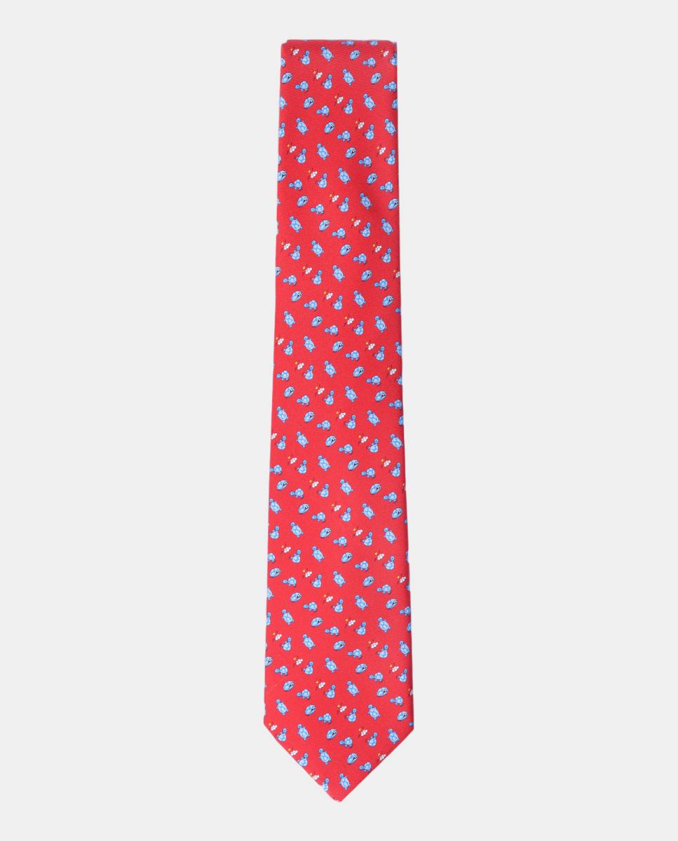 Imagen 1 de Corbata seda estampada de hombre Rojo