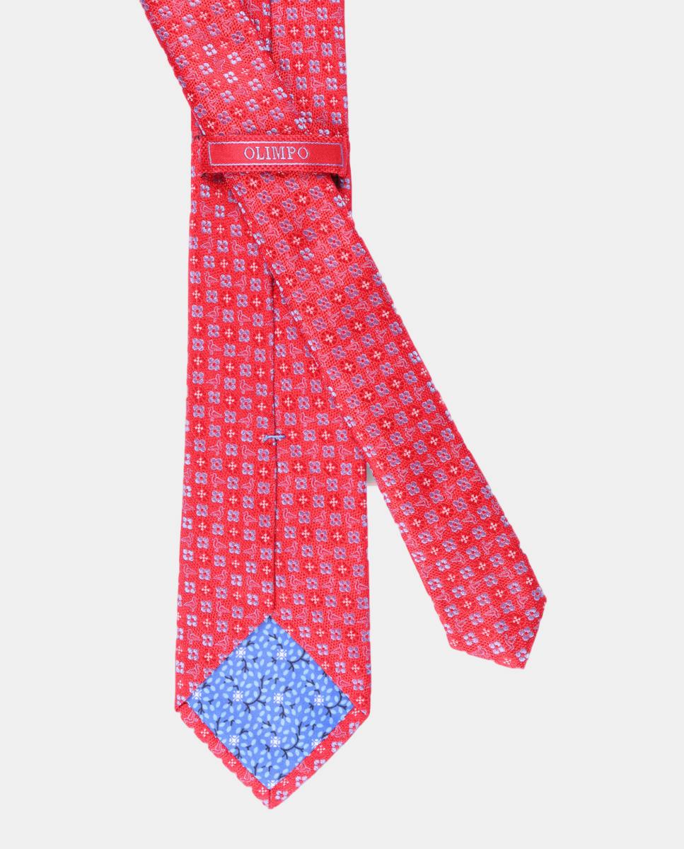 Corbata seda jacquard hombre - Olimpo - Rojo Rojo-2