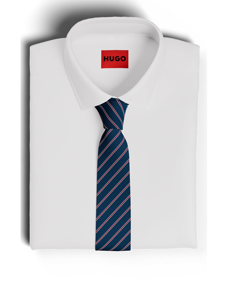 Gravata de Seda Suave com Estampado Azul-2