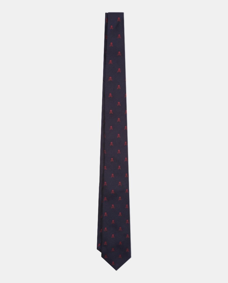 Corbata seda calaveras de hombre - Scalpers - Azul marino Azul marino-4